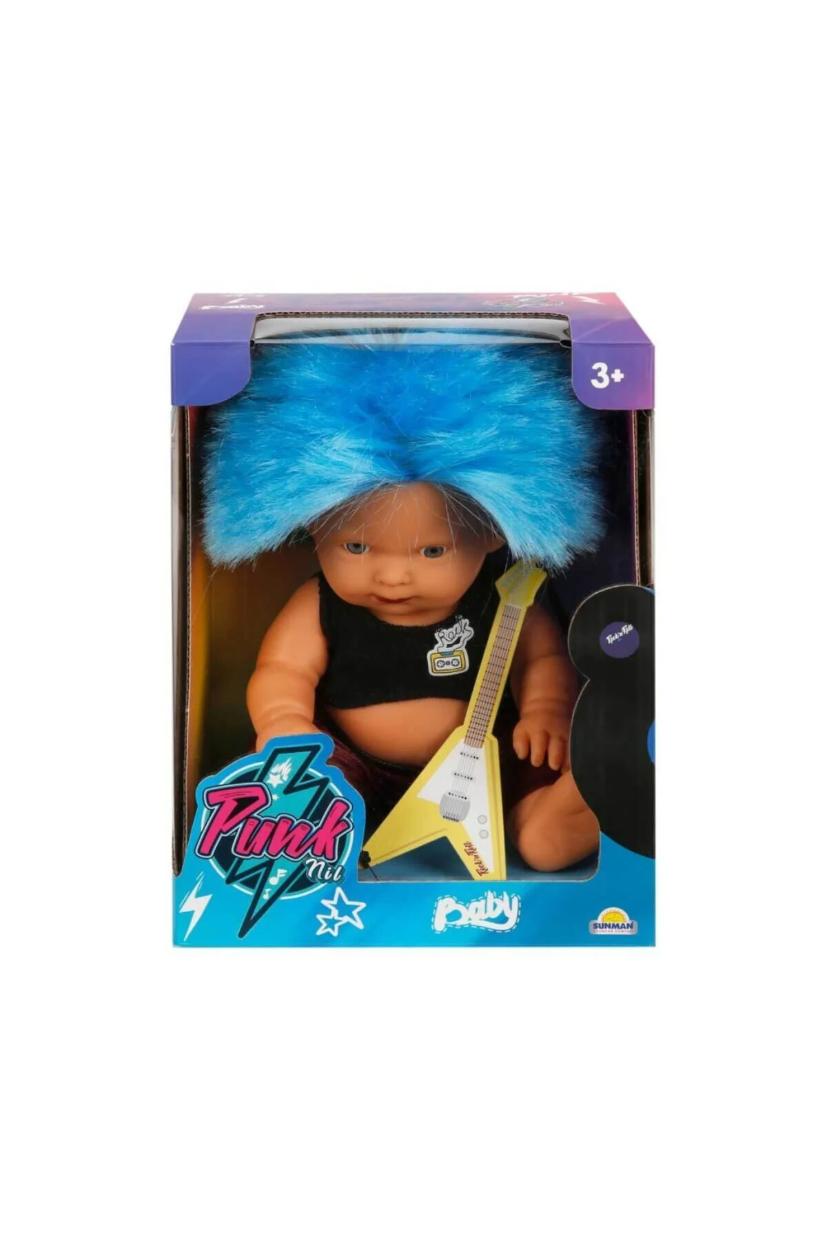 Punkçı Bebek Figürü 25 cm - Mavi Saçlı (Lisinya)