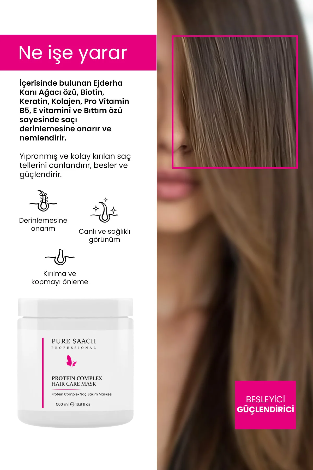 Pure Saach Professinal 2 Ürün Protein Comlex Shampoo Ve Saç Krem - Görsel 5