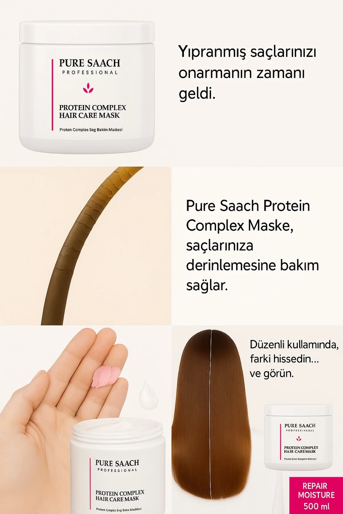 PURE SAACH PROFESSİONAL PROTEİN KERATİN SAÇ BAKIM MASKESİ - Görsel 5