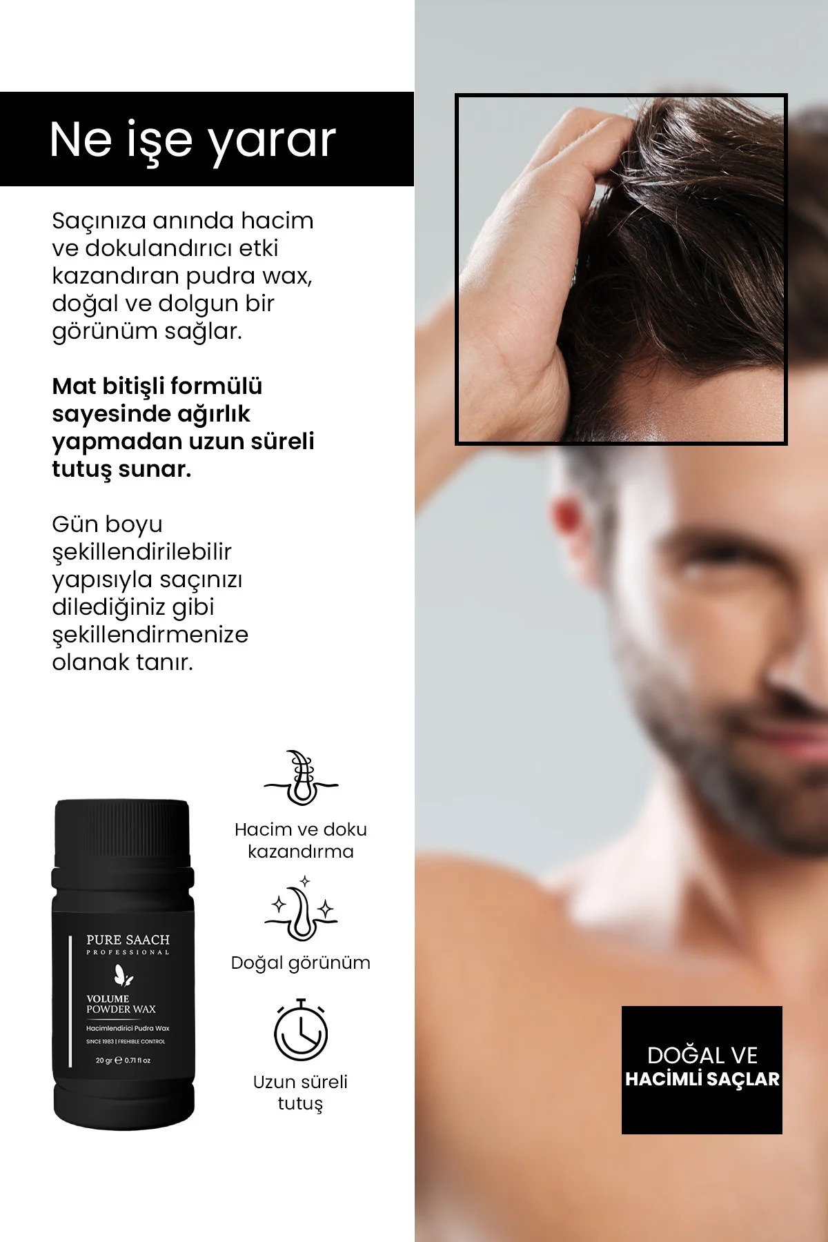 PURE SAACH PROFESYONEL POWDER WAX 20 X2 & PURE SAACH PROFESYONEL SAKAL SERUM - Görsel 4