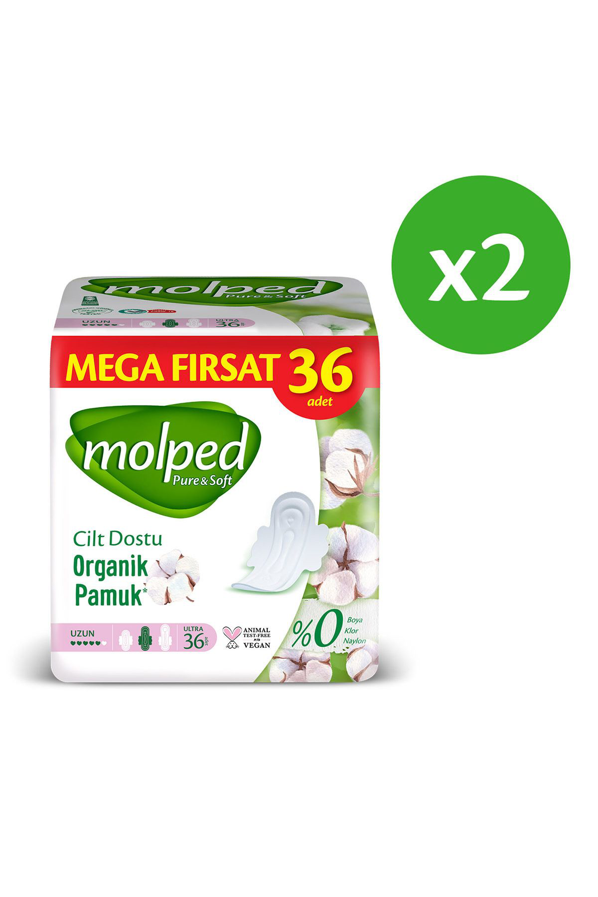 Molped Pure Soft Uzun Avantajli Mega Firsat Paketi 36 Li X 2 Adet