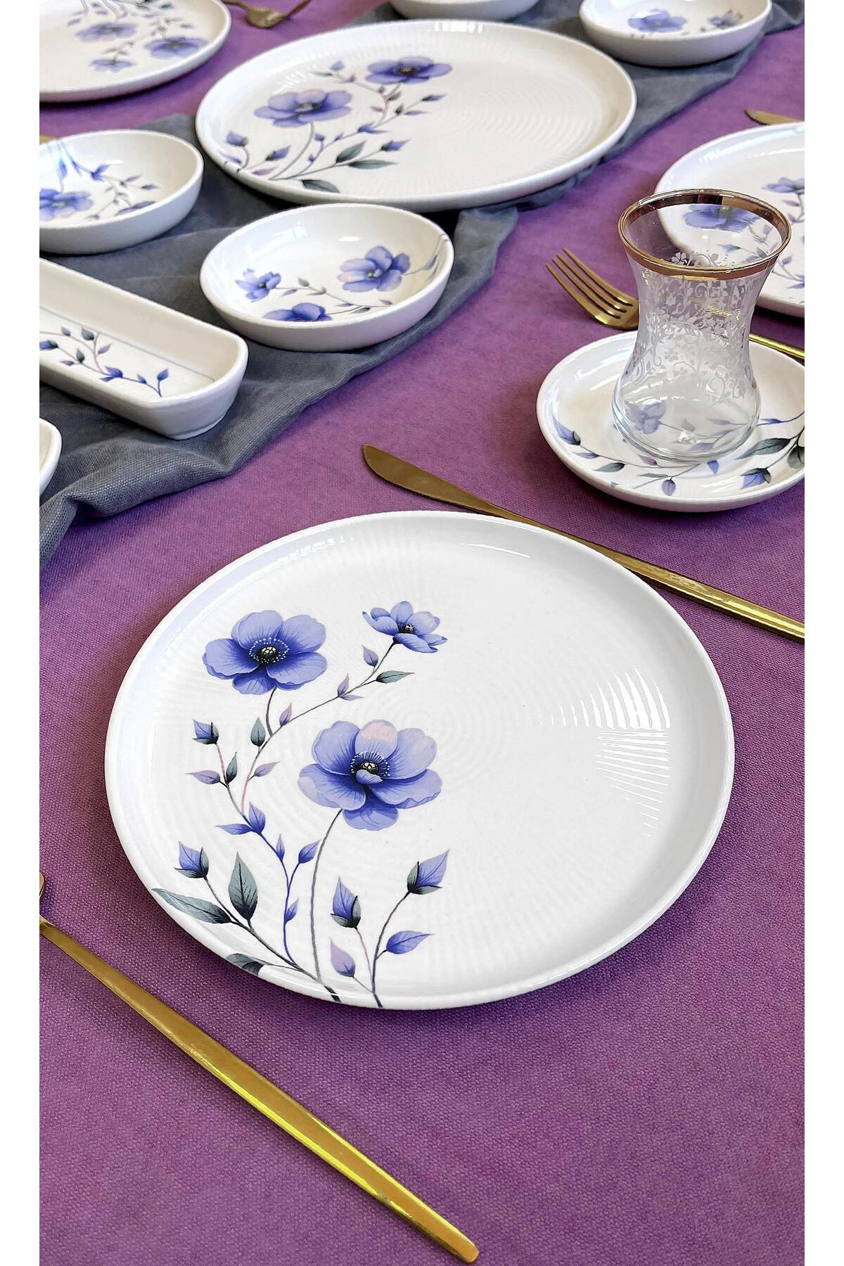 Purple Violet 6 Kişilik 21 Parça Kahvaltı Takımı