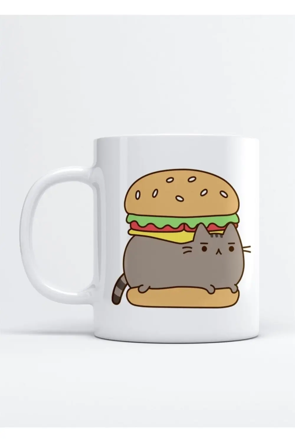 Pusheen Burger Baskılı Porselen Kupa Bardak