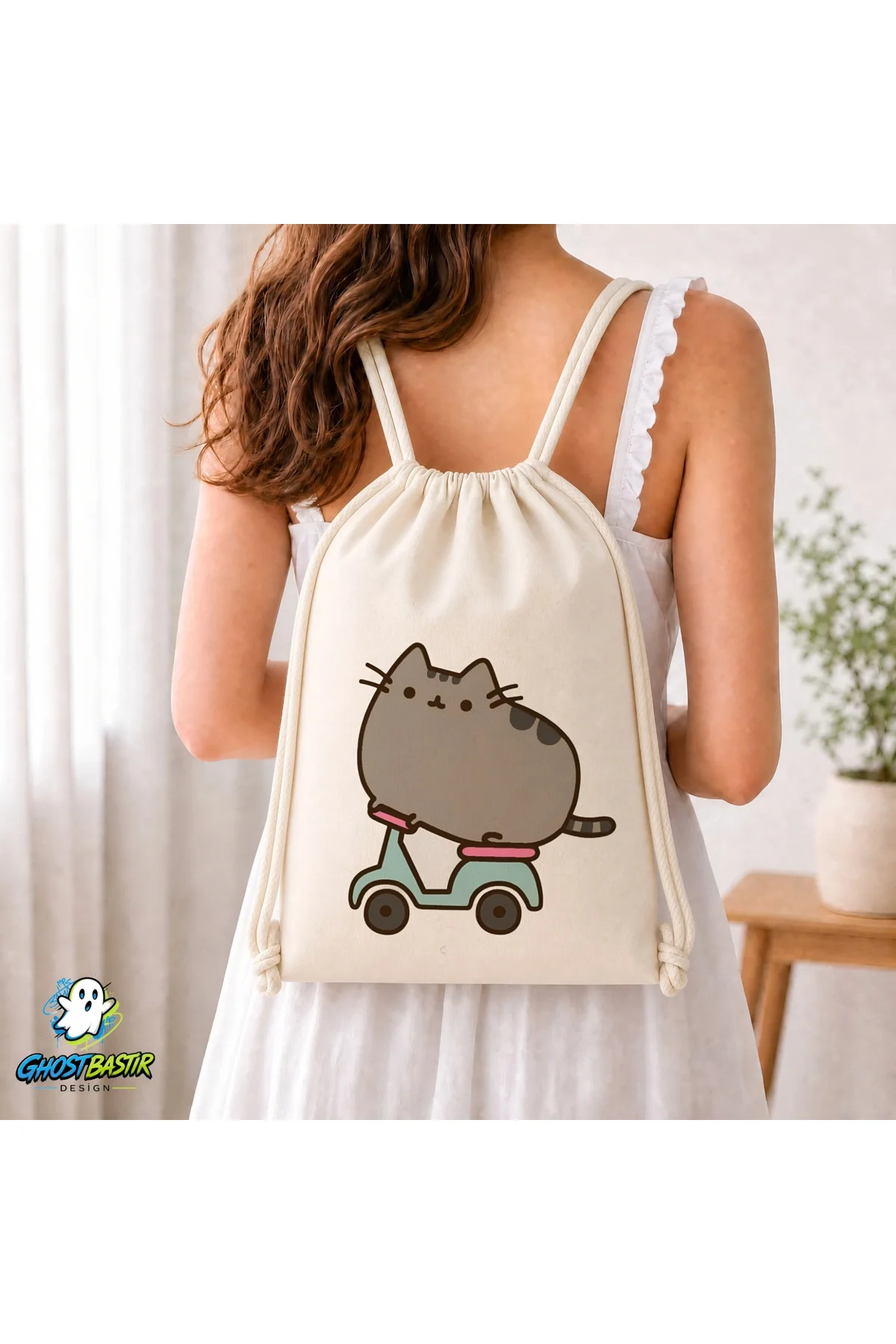 Pusheen Büzgülü Keten Çanta C248 Pusheen Büzgülü Keten Çanta C248