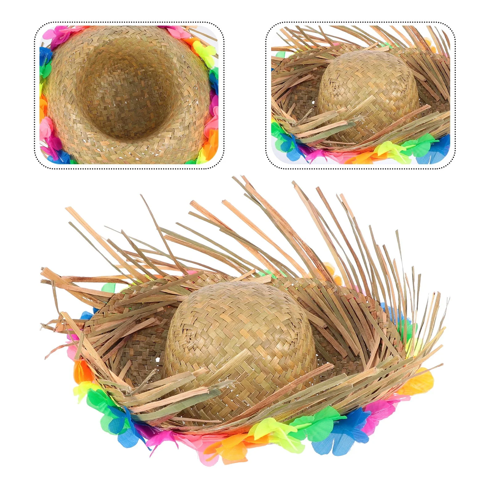 Püsküllü Örme Hasır Hawaii Şapka – Doğal Yaz Aksesuarı 13x36 cm
