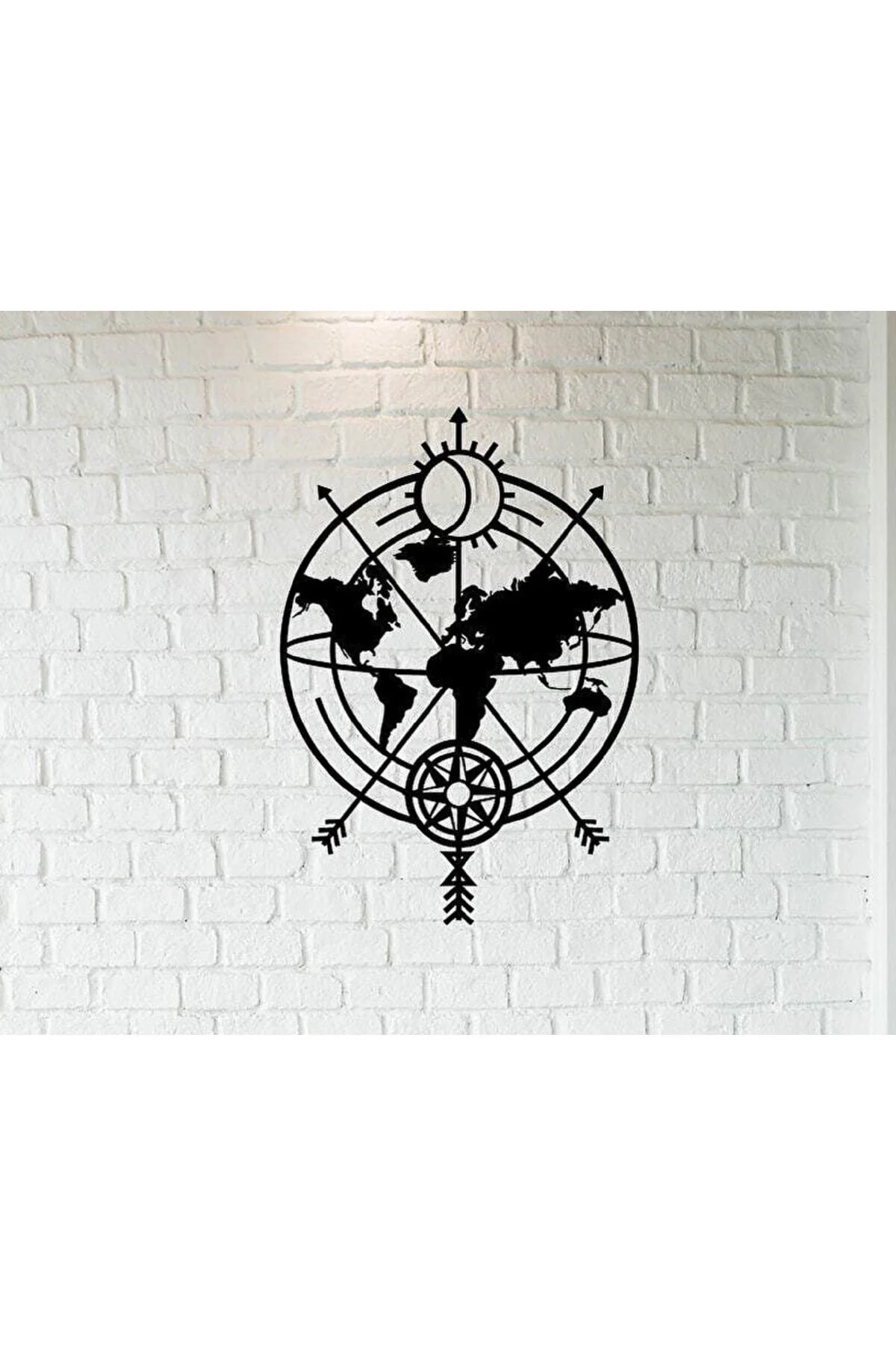 Pusula Harita Duvar Tablosu 70x50cm - Ahşap Dekoratif Modern Duva