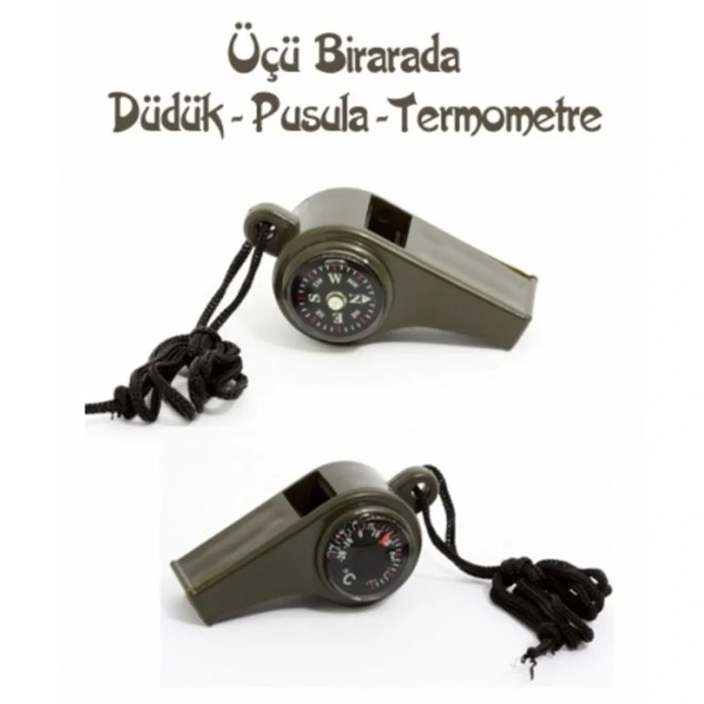 Pusulalı Termometreli Düdük - Survival Askılı Düdük Pusulalı Termometreli Düdük - Survival Askılı Düdük