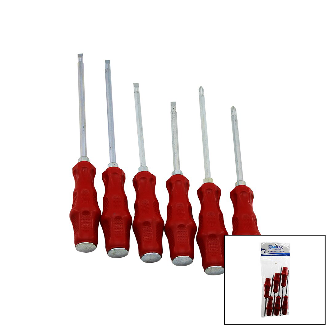 PVC AMBALAJ   KIRMIZI - PLASTİK SAPLI   DARBELİ   6LI SET   ÇİFT 
