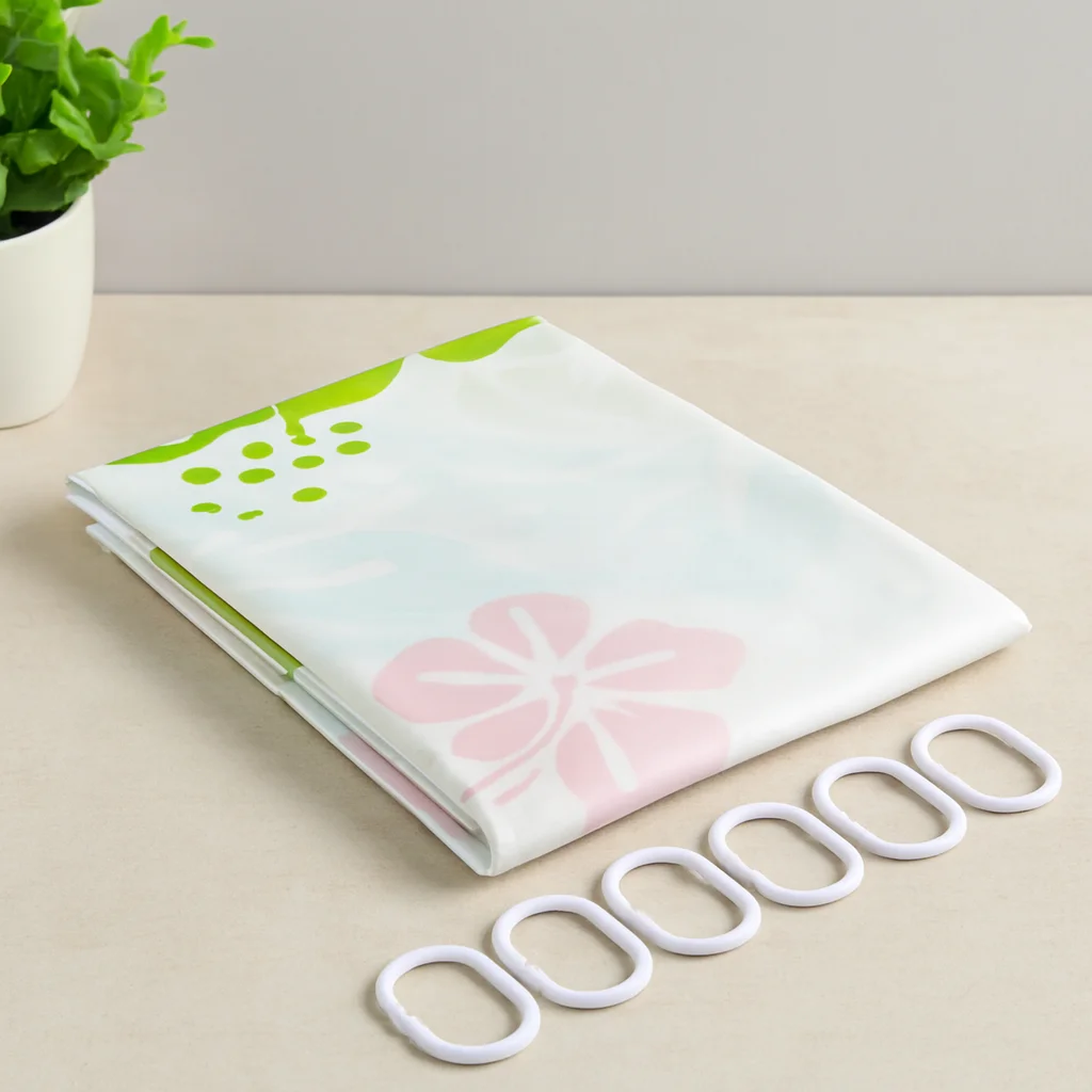 PVC Banyo Duş Perdesi 90x180 cm - 2'li, 12 Halka PVC Banyo Duş Perdesi 90x180 cm - 2'li, 12 Halka