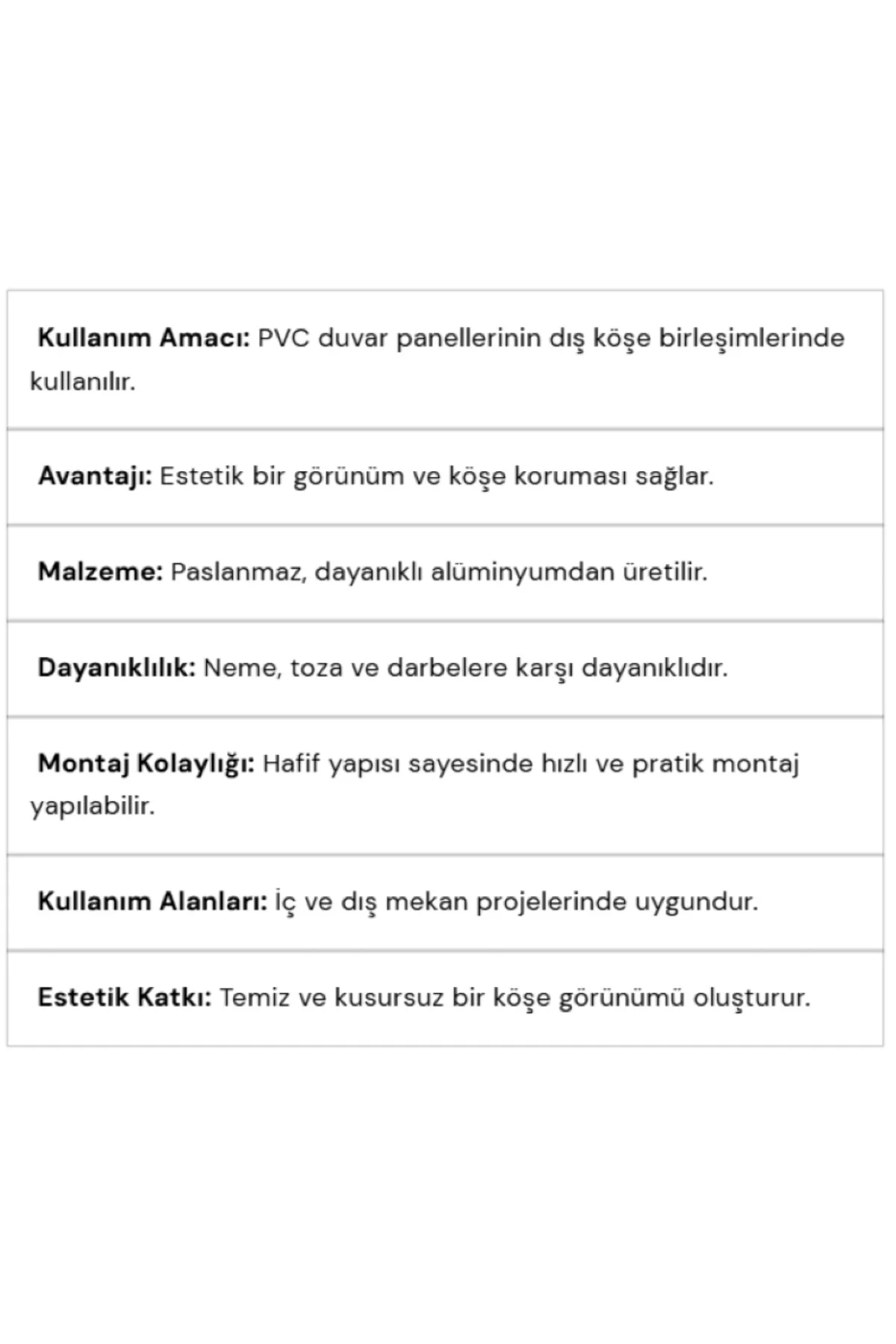 PVC Duvar Kaplama Paneli Dış Köşe Profili 90 cm - 3 Adet (Toplam 