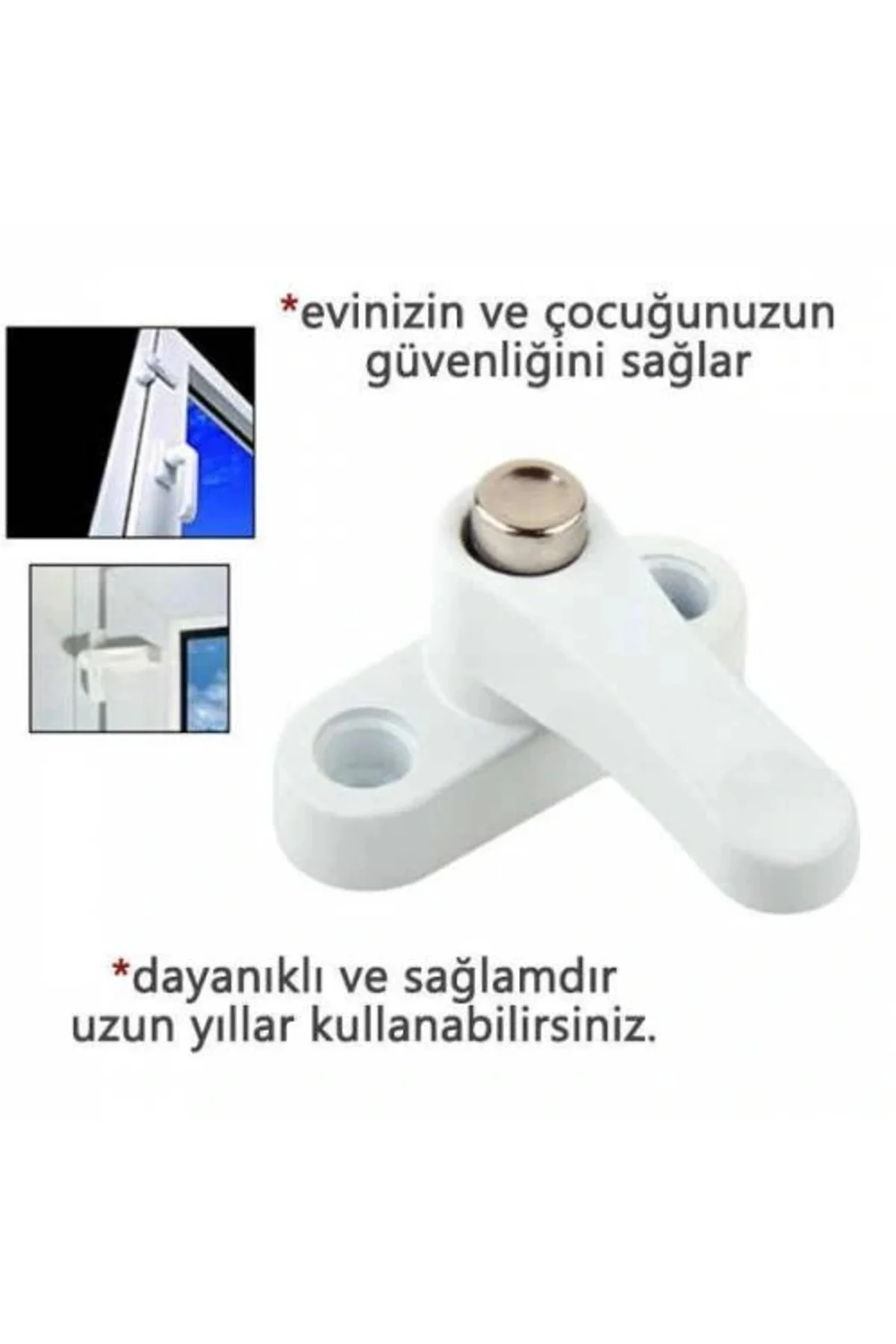 Pvc Kapı Pencere Emniyet Kilidi - Çelik - 6 Adet - Görsel 4