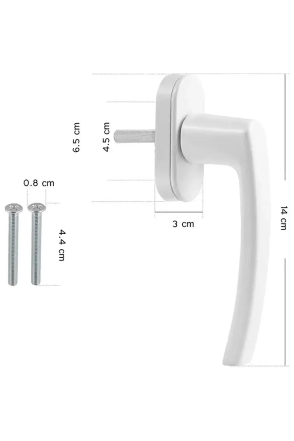 PVC PİMAPEN PENCERE KOLU (BEYAZ) Garantisiz Sağ Kapı Kolu Plastik
