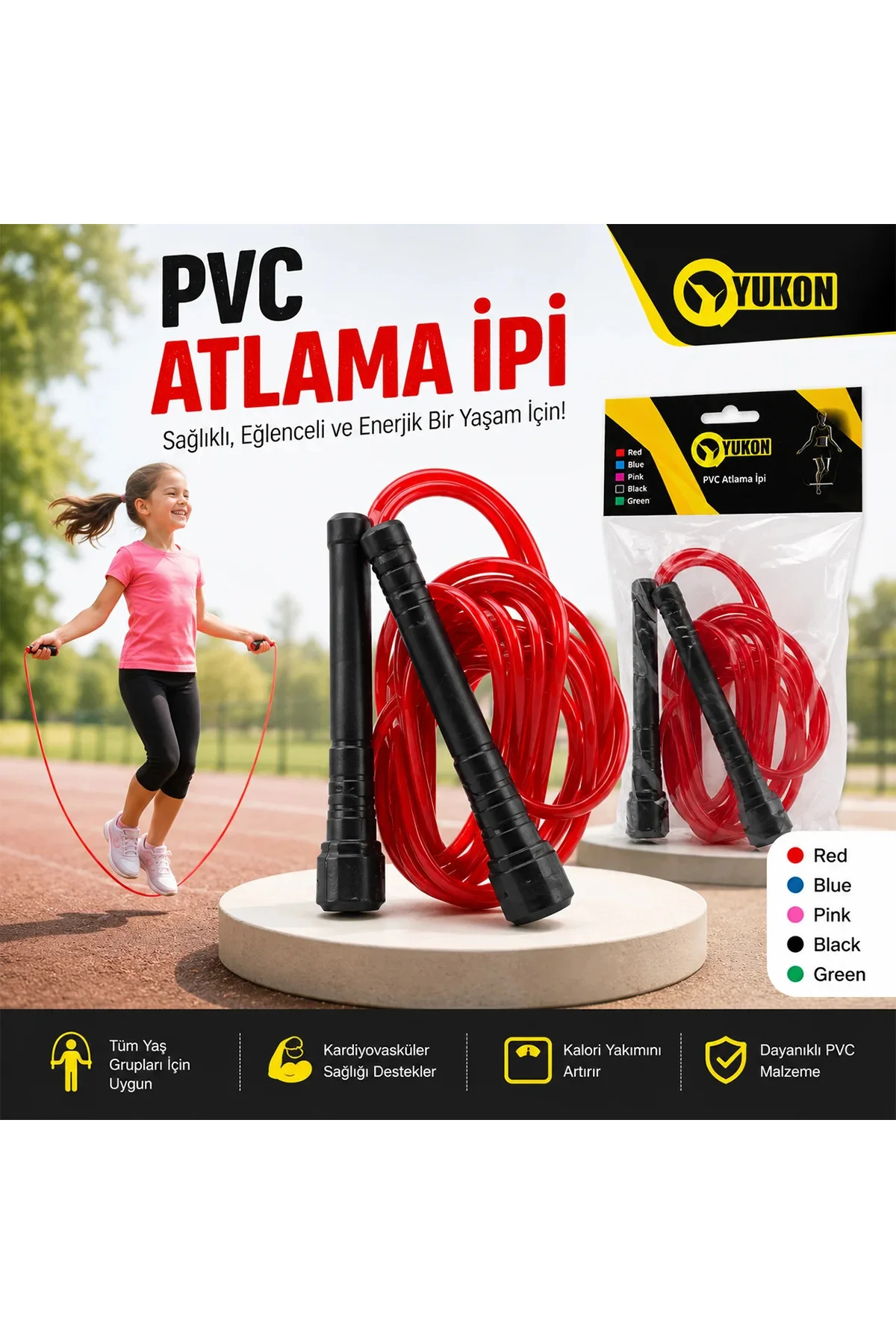 PVC Renkli Atlama İpi 250 cm