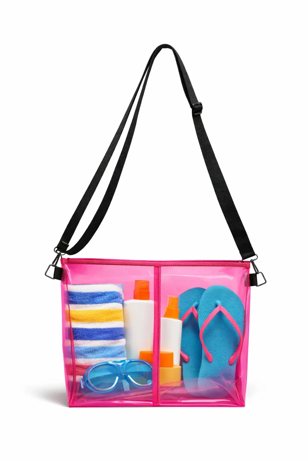 PVC Şeffaf Plaj Çantası – Büyük Boy, Yazlık Omuz Çantası