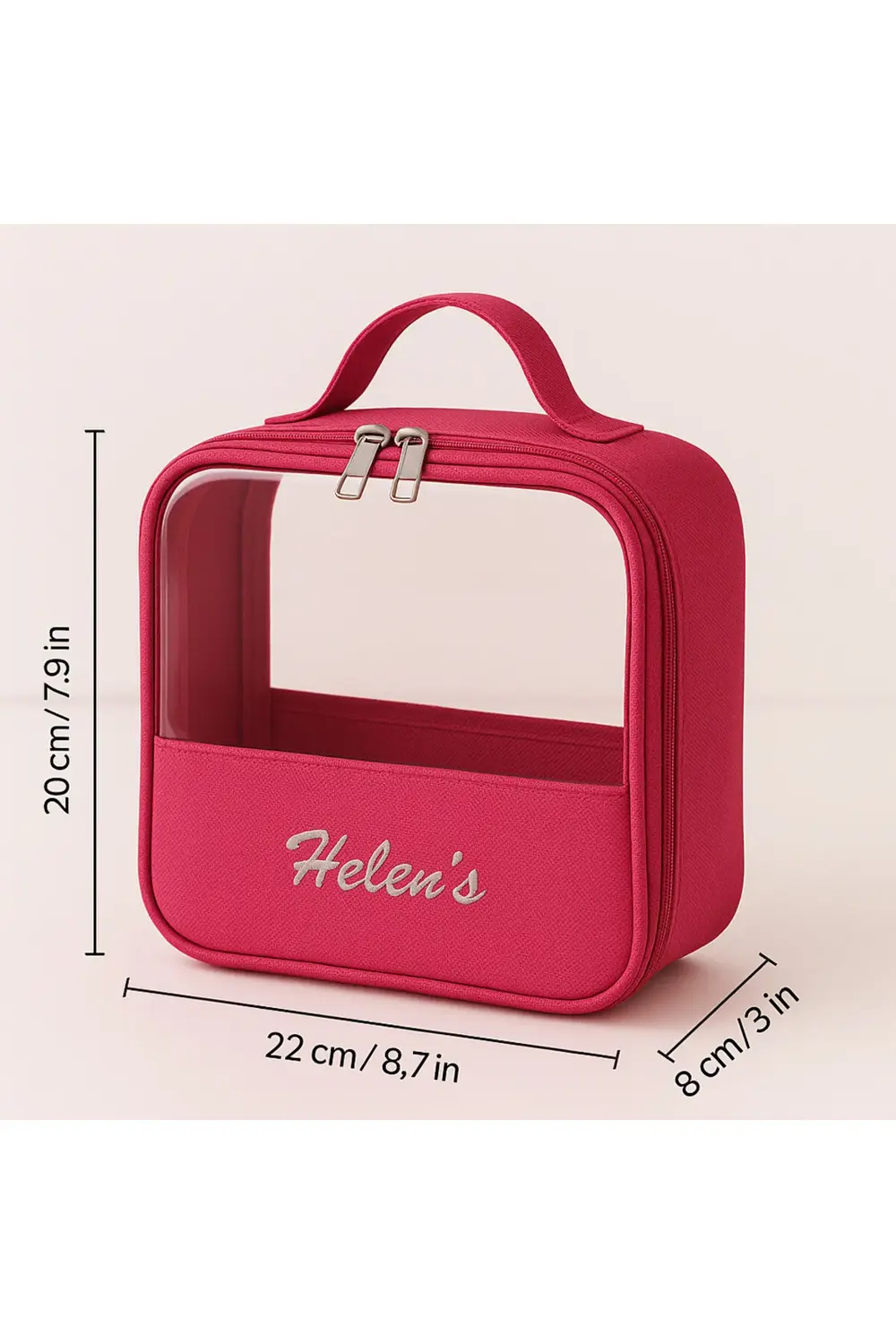 PVC Şeffaf Seyahat Makyaj Kozmetik Çantası Pembe