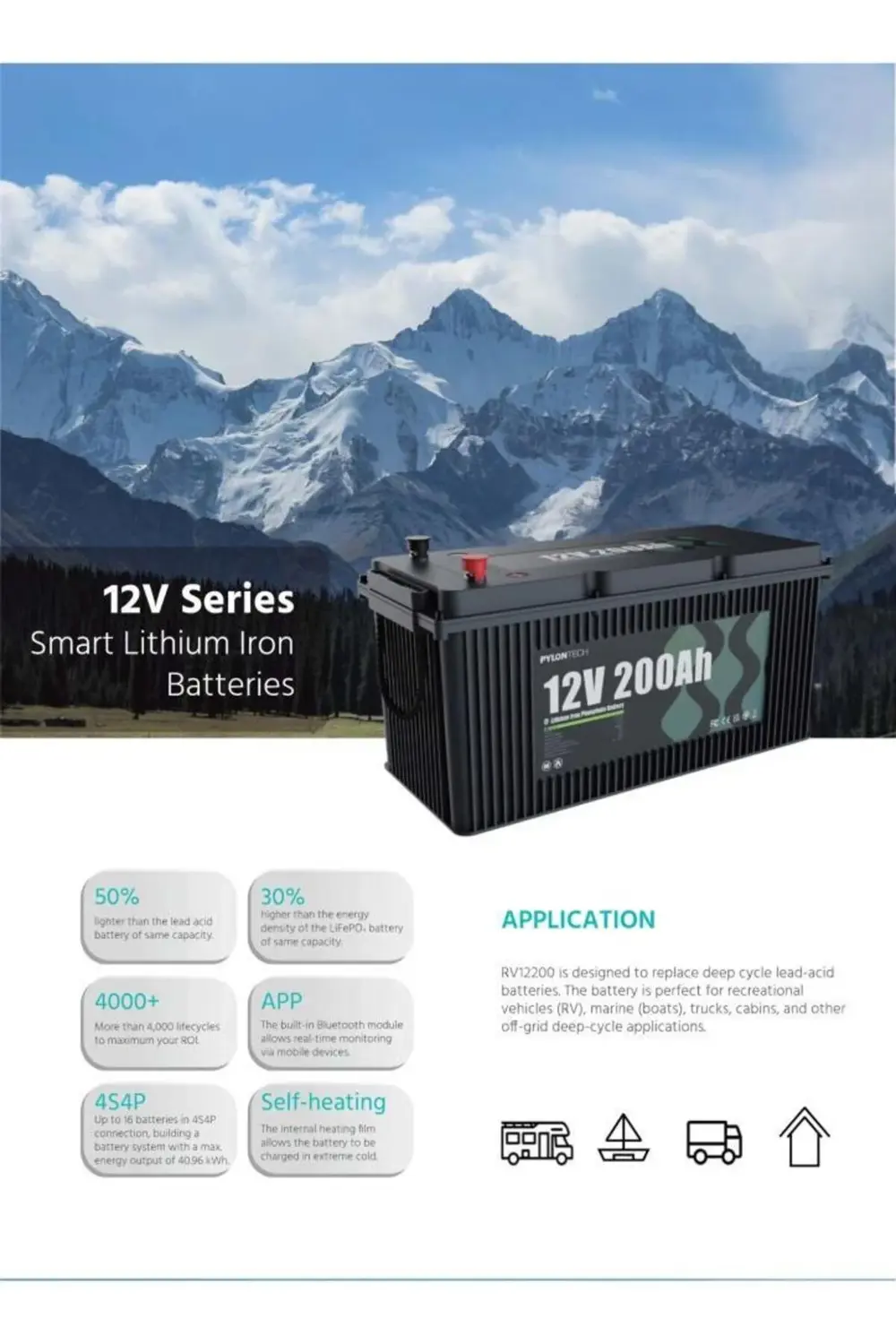 Pylontech 12 Volt 200 Amper Lityum Akü 4000 Cycle Bluetooth Haber