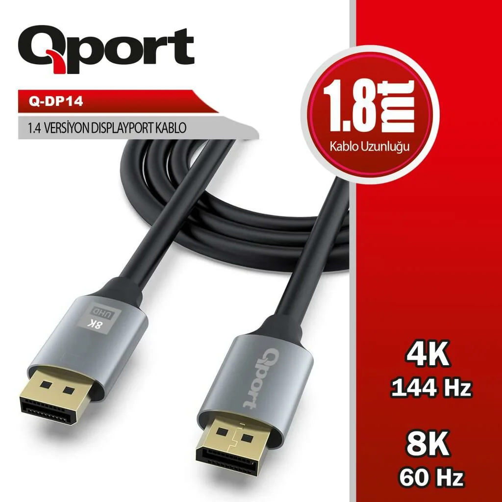 (Q-DP14) DISPLAY PORT 1.8 METRE KABLO