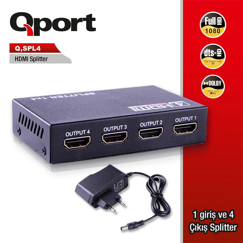 Q-SPL4 Full HD 1 Giriş 4 Çıkışlı HDMI Sinyal Çoğaltıcı (Splitter) Fiyatı, Yorumları ve Özellikleri