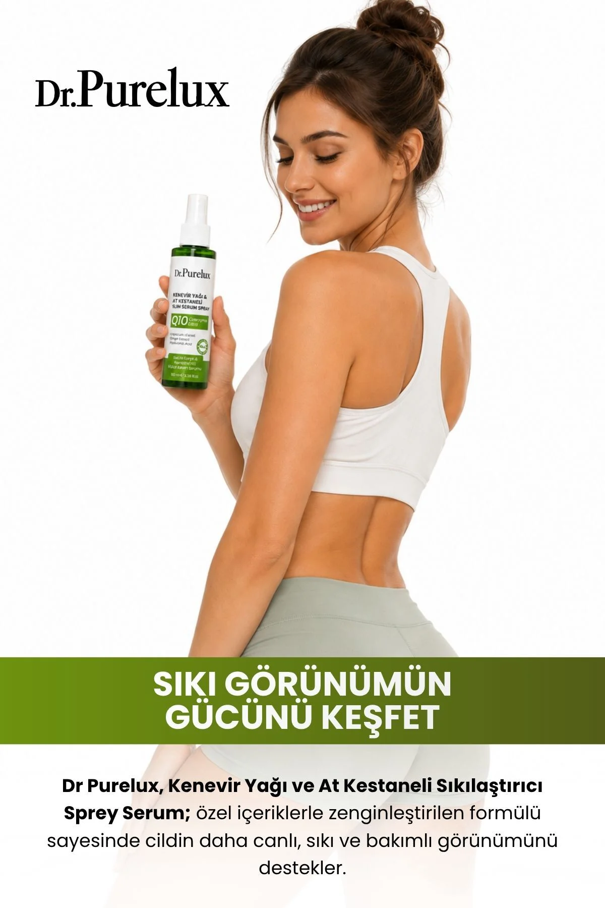 Q10 Coenzyme & At Kestanesi Etkili , Sıkılaştırıcı, Toparlayıcı & Selülit Vücut Bakım Serum Sprey 100ml
