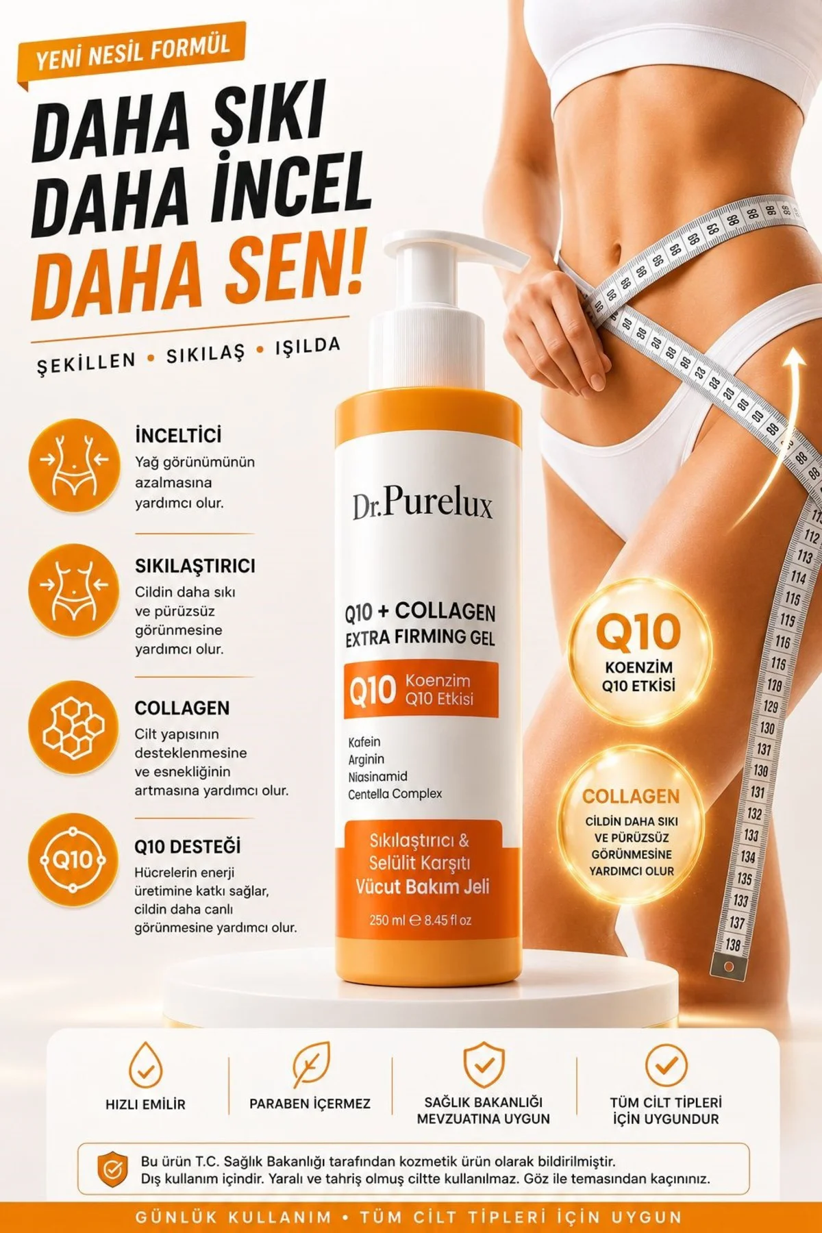 Q10 Coenzyme + Collagen İçeren , Sıkılaştırıcı, İnceltmeye Yardım