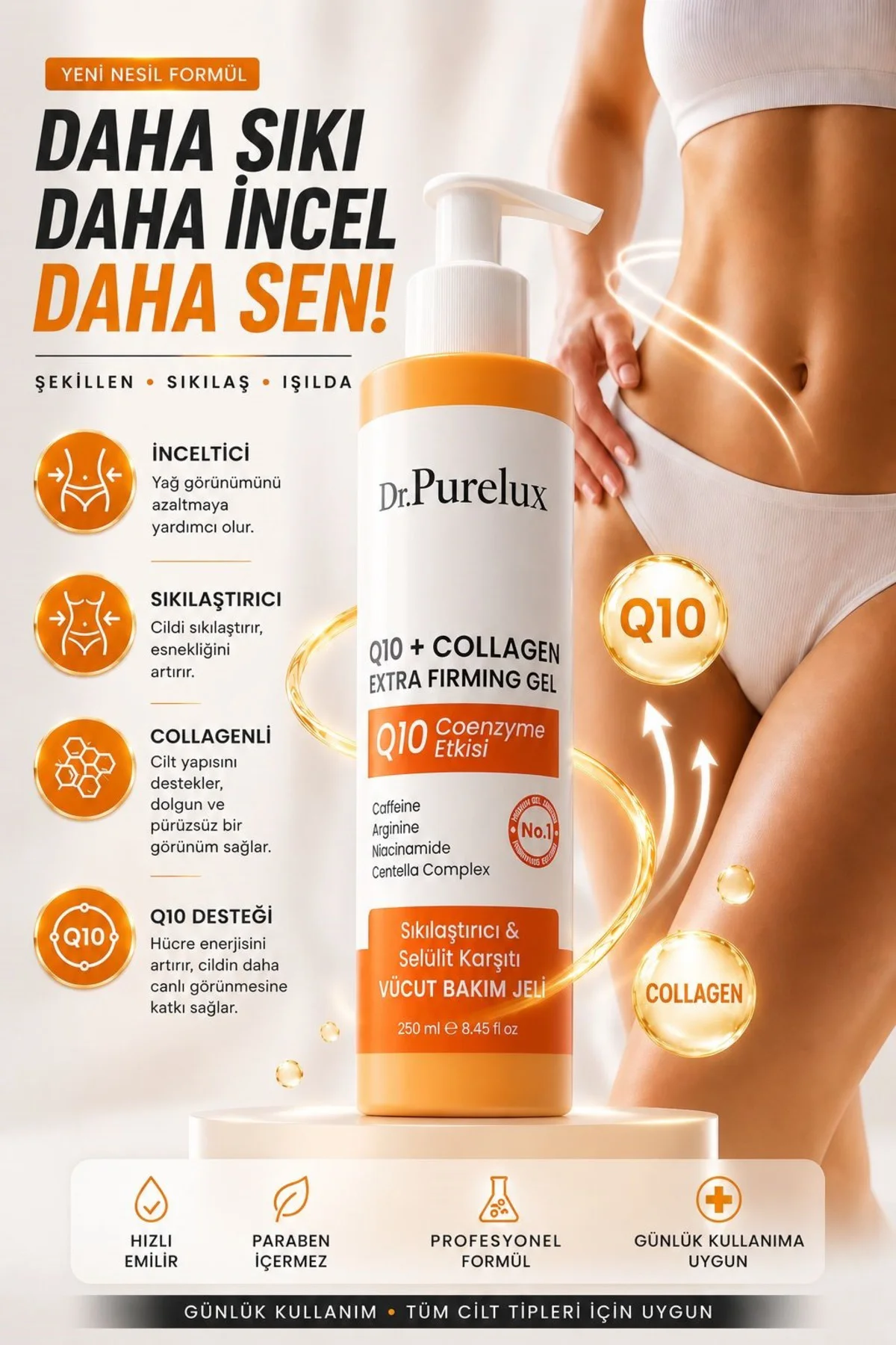 Q10 Coenzyme + Collagen İçeren , Sıkılaştırıcı, İnceltmeye Yardım