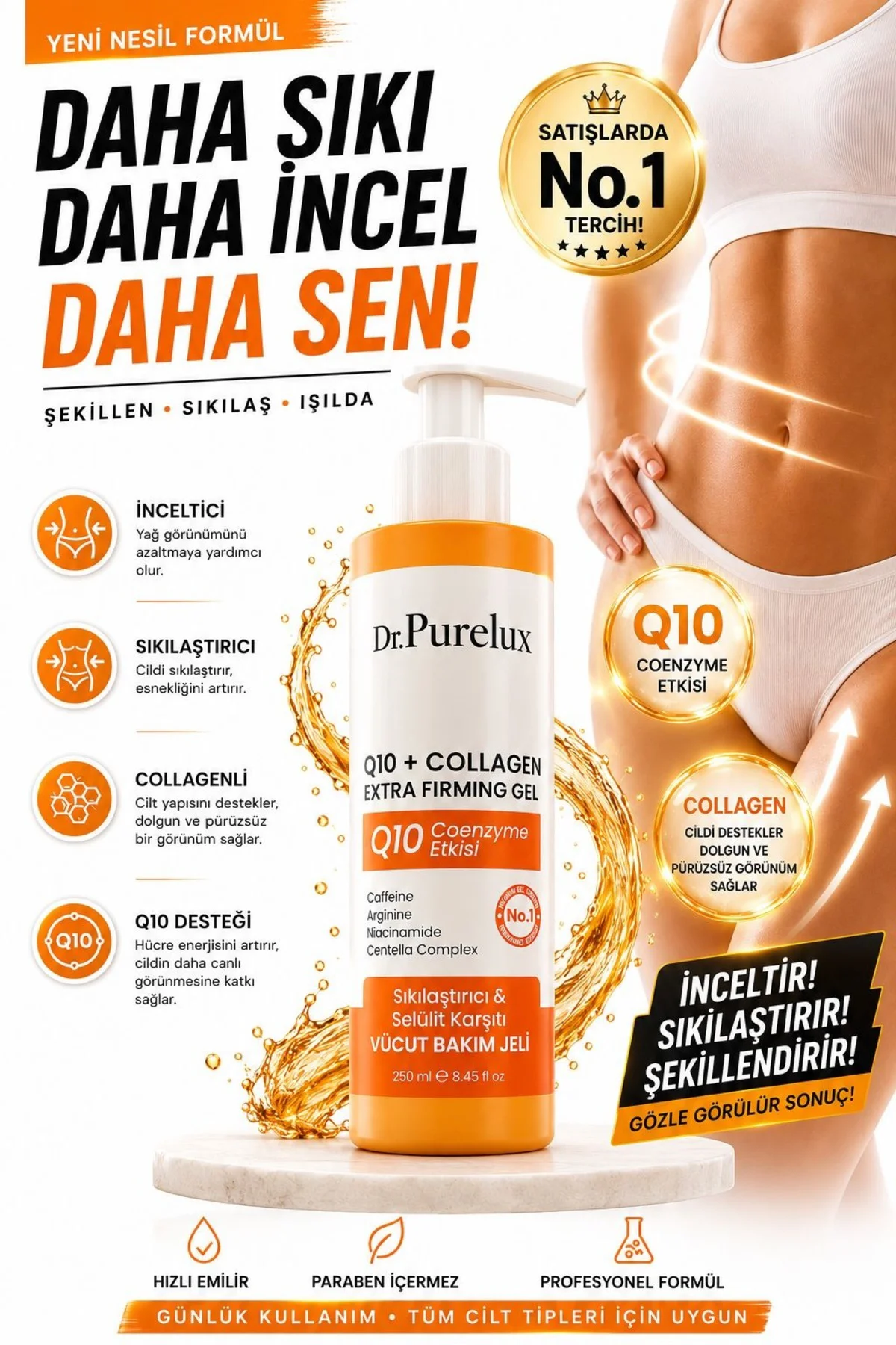 Q10 Coenzyme + Collagen İçeren , Sıkılaştırıcı, İnceltmeye Yardım