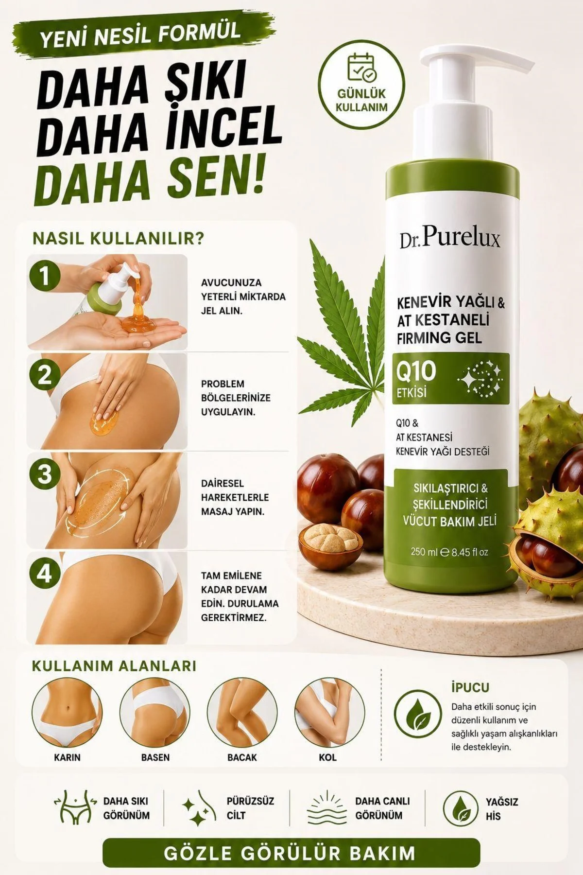Q10 Coenzyme + Kafein & At Kestanesi İçeren - Sıkılaştırıcı Selül