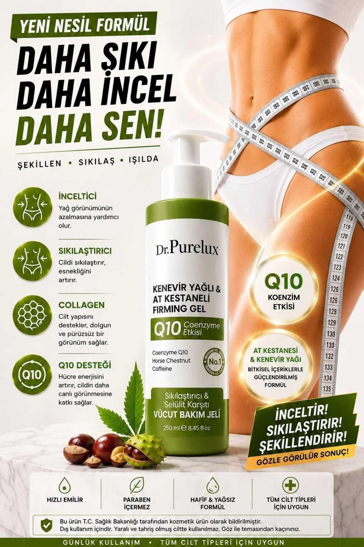 Q10 Coenzyme + Kafein & At Kestanesi İçeren - Sıkılaştırıcı Selül