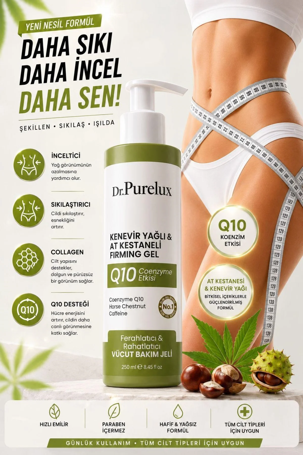 Q10 Coenzyme + Kafein & At Kestanesi İçeren - Sıkılaştırıcı Selül