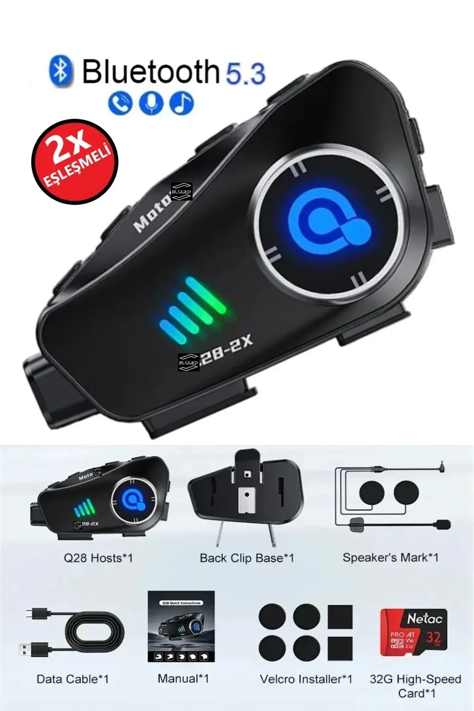 Q28 2x 2 Eşleşmeli Motosiklet Kask Bluetooth Kulaklık 1080p Kamera Su Geçirmez Intercom Q28 2x 2 Eşleşmeli Motosiklet Kask Bluetooth Kulaklık 1080p Kamera Su Geçirmez Intercom