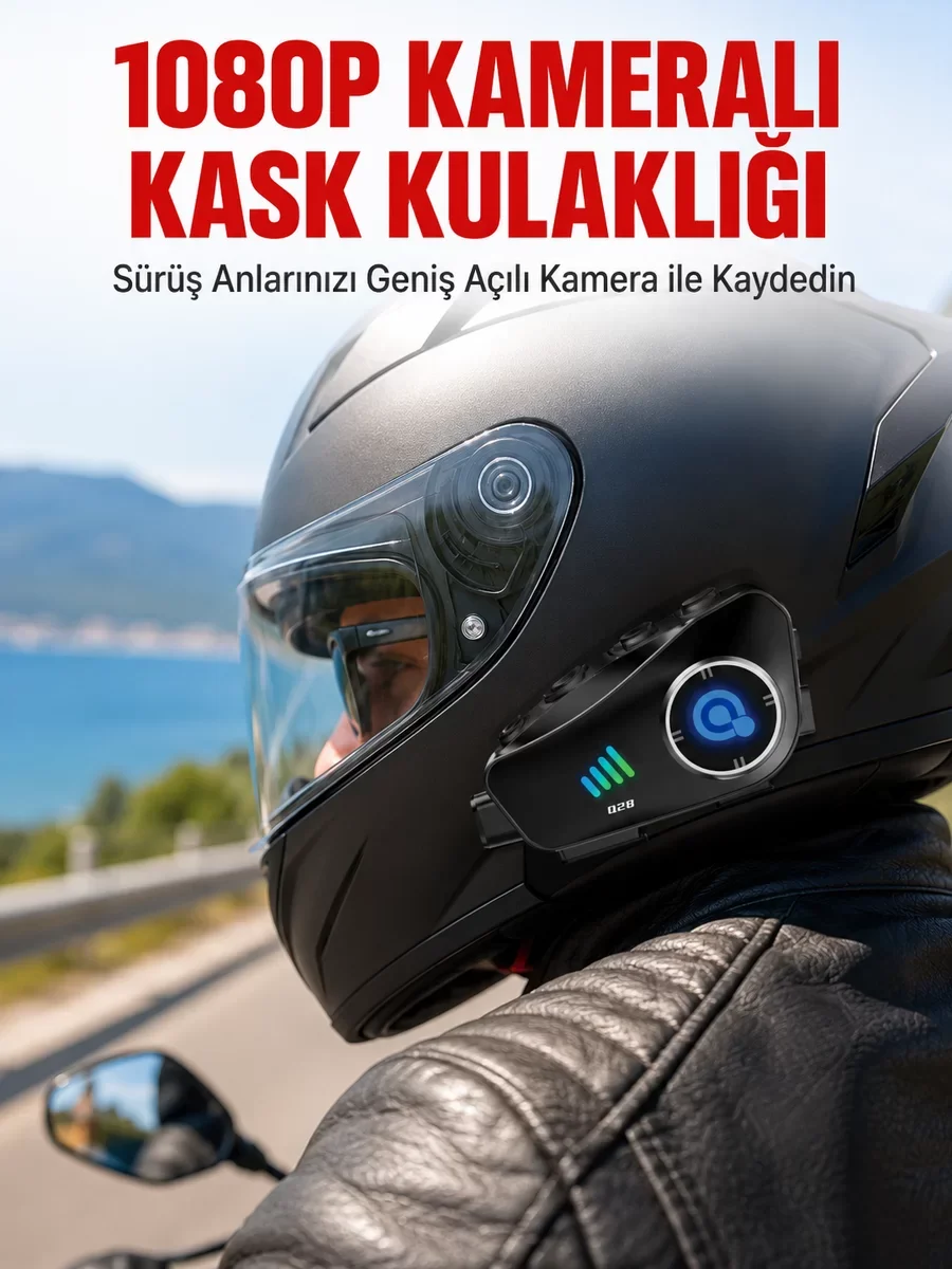 Q28 Bluetooth Kask Kulaklık – Su Geçirmez Motosiklet Interkom ve 1080P Kamera