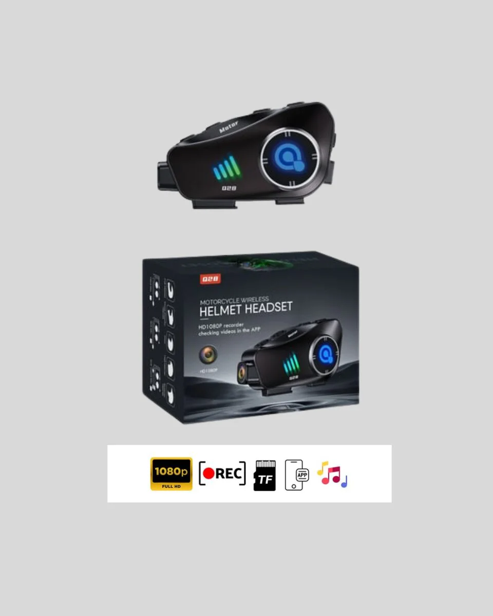 Q28 Kameralı Bluetooth Kask Kulaklığı - 1080P HD Kamera ve Bluetooth 5.3