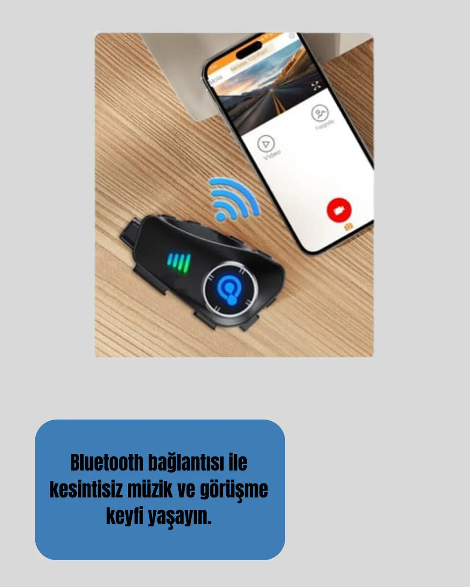 Q28 Kameralı Bluetooth Kask Kulaklığı - 1080P HD Kamera ve Bluetooth 5.3