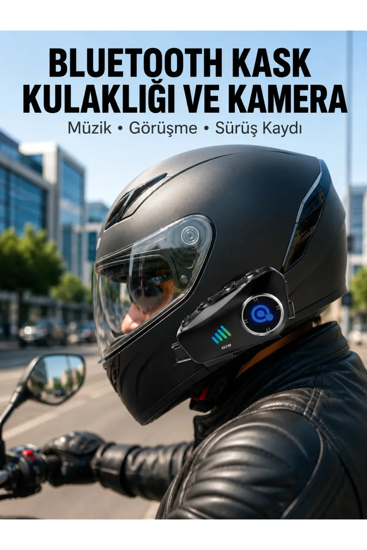 Q28 Kameralı Motosiklet Kask Kulaklık Bluetooth 5.3 Su Geçirmez 1080P HD Yeni Nesil