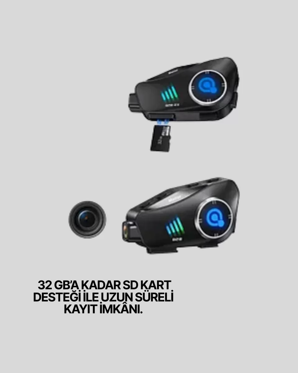 Q28 Kameralı Motosiklet Kask Kulaklığı - Bluetooth 5.3 Su Geçirmez 1080P HD Kamera