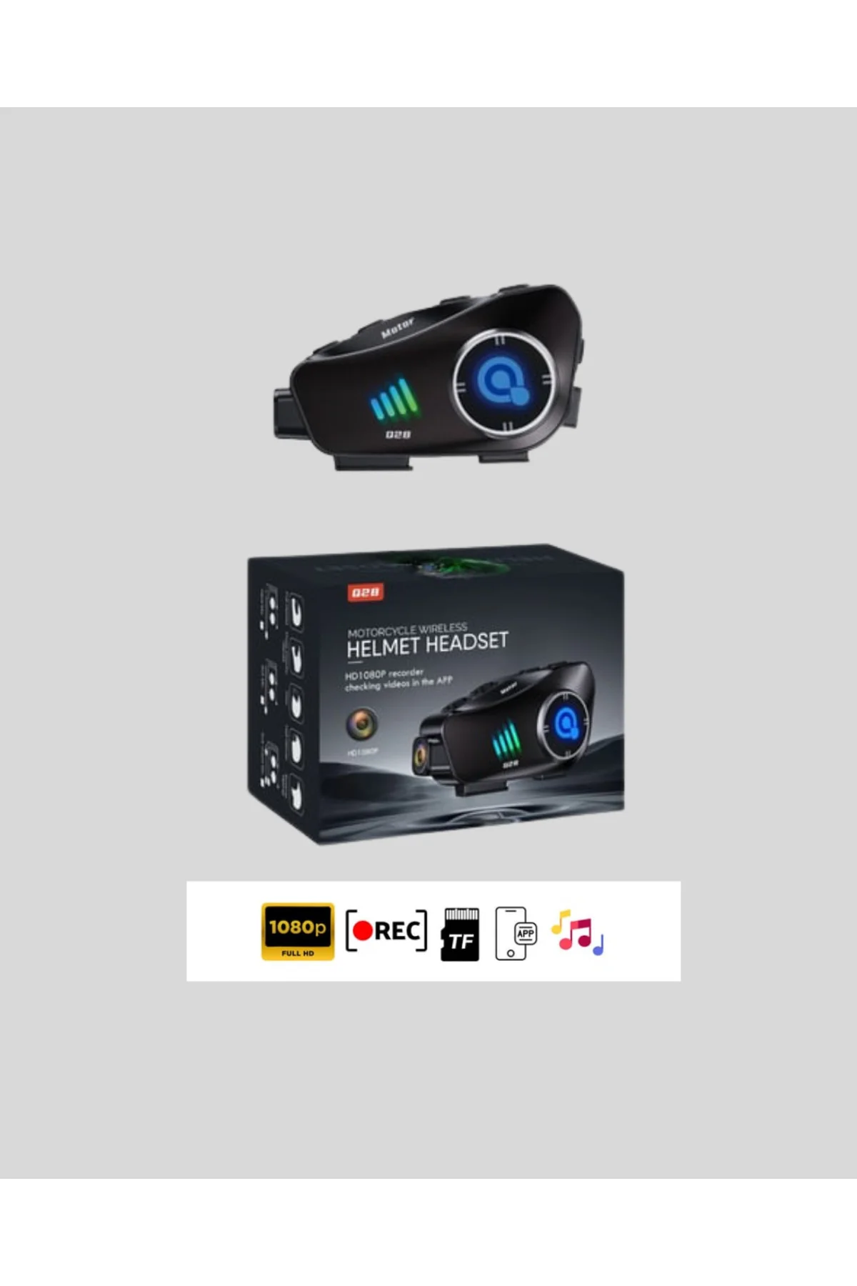 Q28 Kask Kulaklık 1080P HD Kamera – Bluetooth 5.3, Su Geçirmez, G
