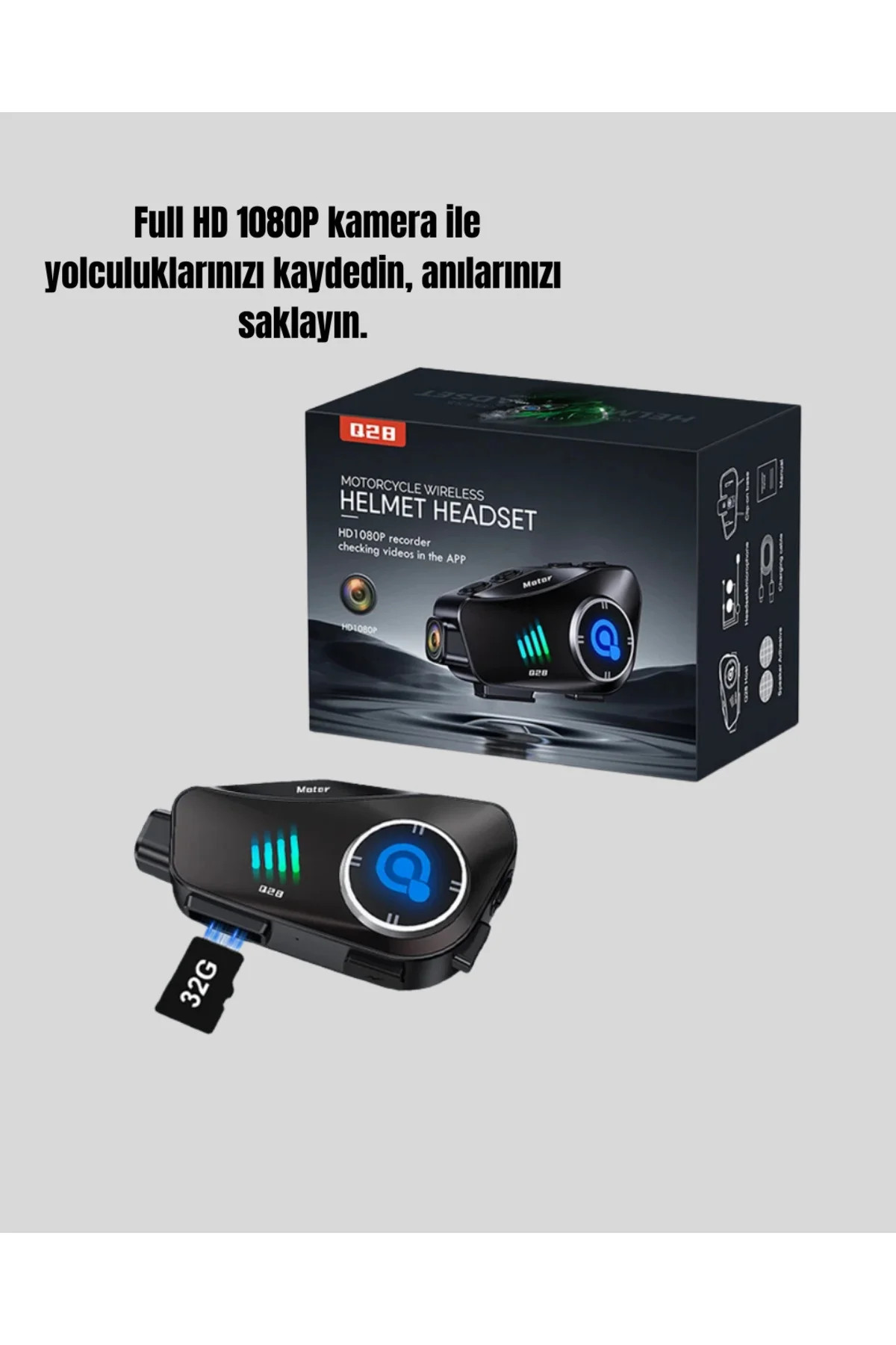 Q28 Kask Kulaklık 1080P HD Kamera – Bluetooth 5.3, Su Geçirmez, G