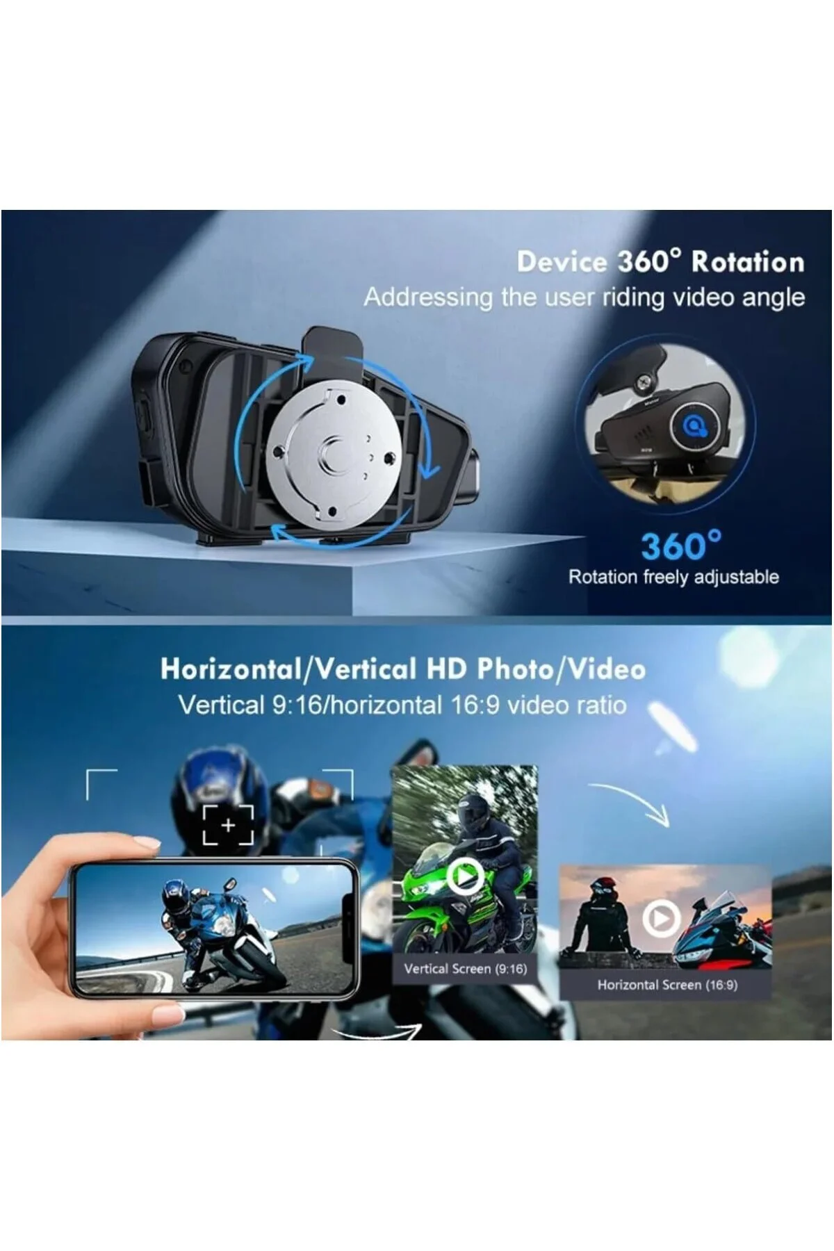 Q28 Motosiklet Kask Bluetooth Kulaklık 1080p Kamera Interkom Kula