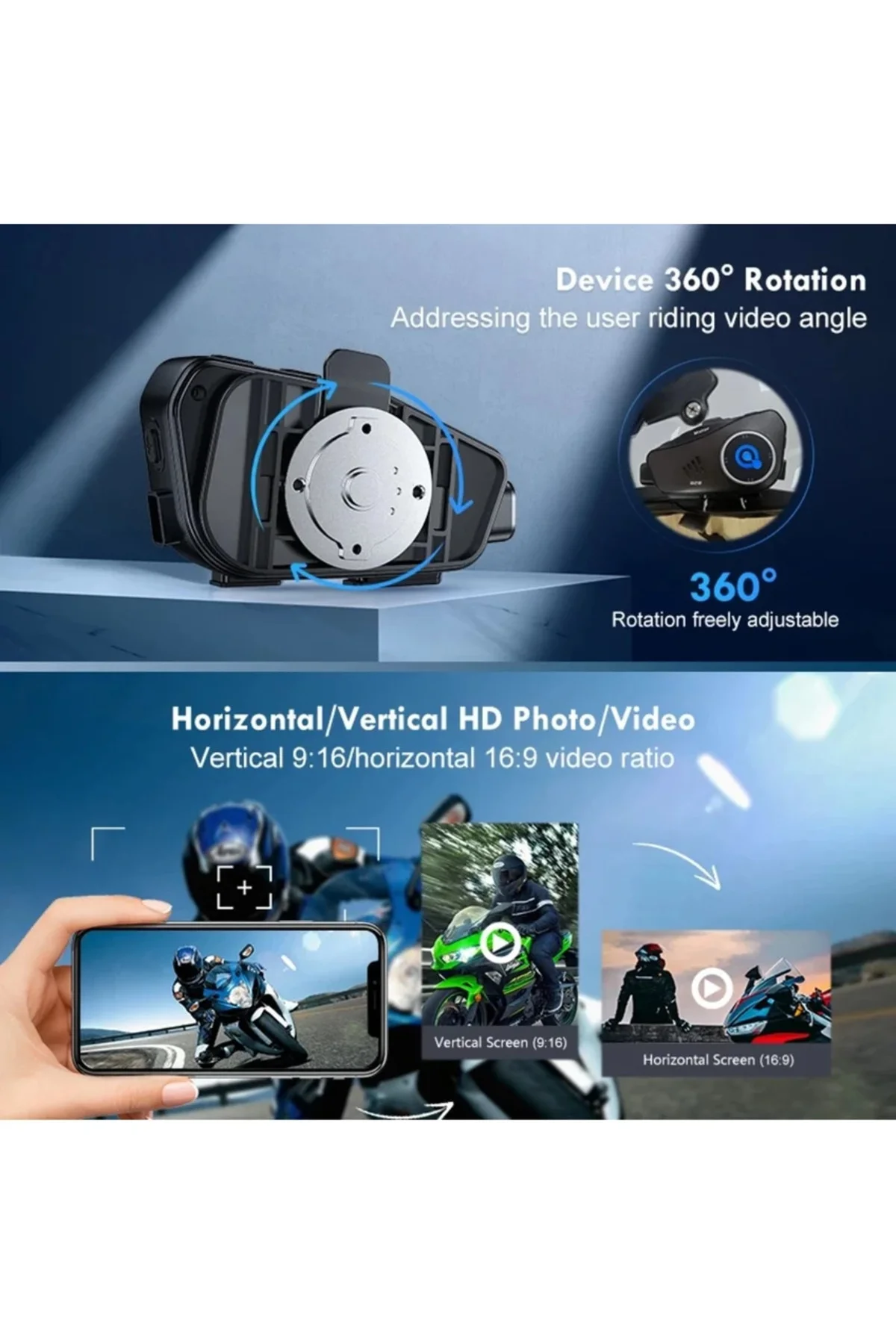 Q28 Motosiklet Kask Bluetooth Kulaklık 1080P Kamera Interkom Kula