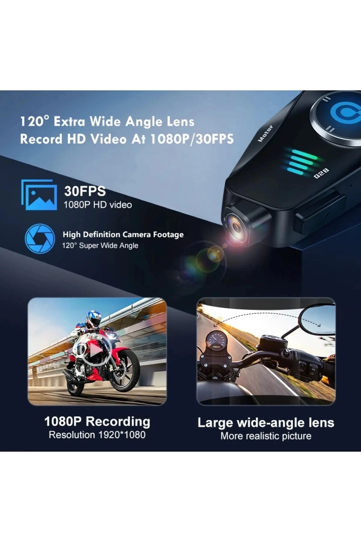 Esin Life Q28 Motosiklet Kask Bluetooth Kulaklik 1080P Kamera İnterkom Kula