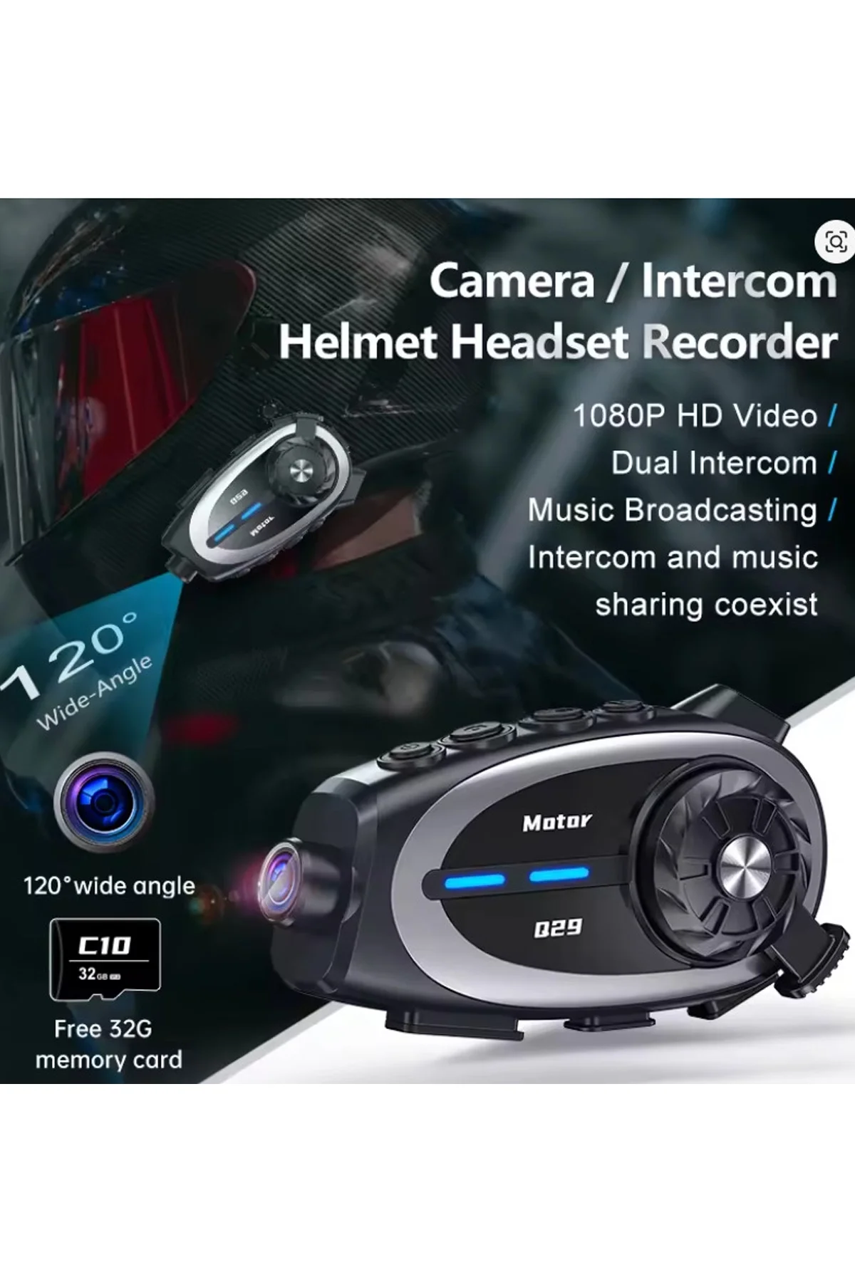 Q29 Motosiklet Kask Bluetooth Kulaklık Eşleşmeli 1080p Kamera Geniş Açı Su Geçirmez Intercom Q29 Motosiklet Kask Bluetooth Kulaklık Eşleşmeli 1080p Kamera Geniş Açı Su Geçirmez Intercom
