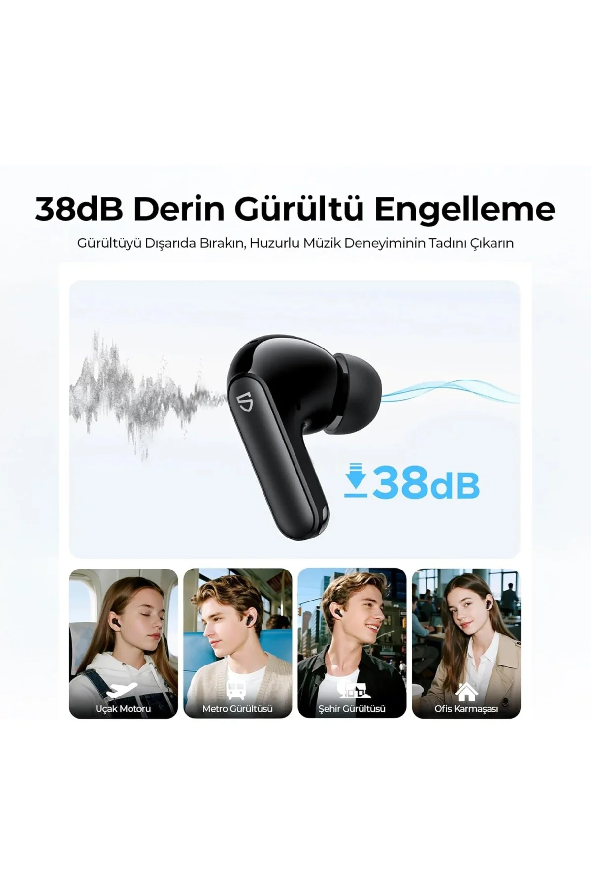 Q3 Pro Hibrit ANC ENC TWS Bluetooth 6.0 Kablosuz Kulak içi Kulaklık Siyah