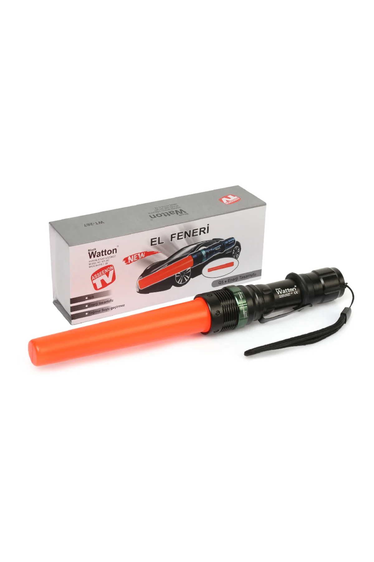Q5 LED Güçlü Pilli EL Feneri Watton Wt-267 Siyah