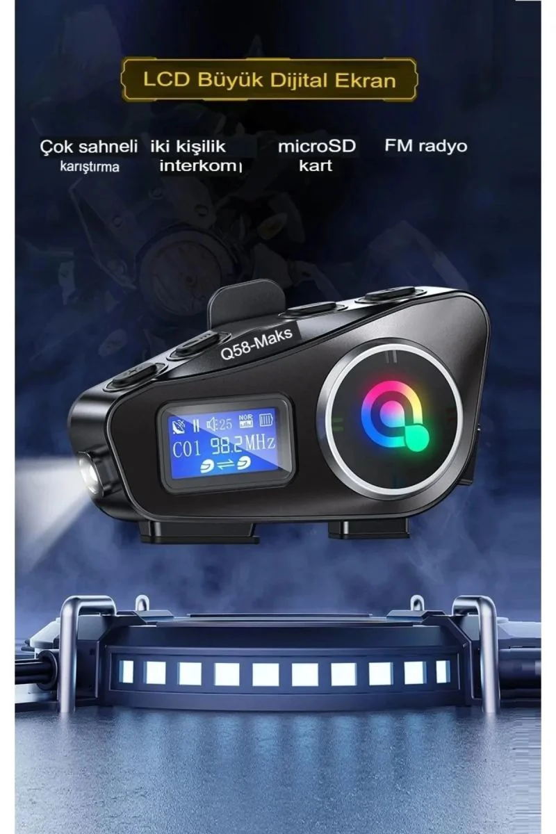 Q58-MAX Bluetooth Kask İnterkom - 2 Kişili 500m FM Radyolu LCD Ekranlı Kask Kulaklık Fiyatı, Yorumları ve Özellikleri