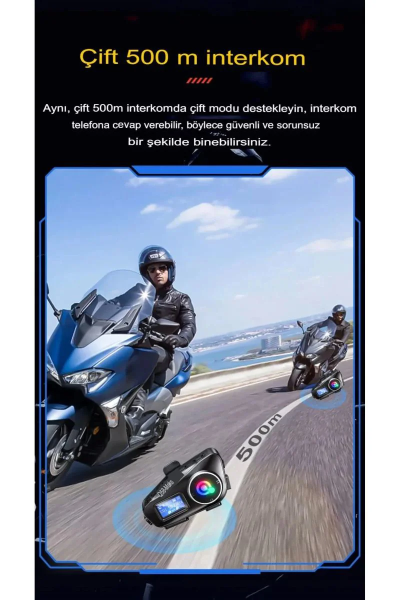 Q58-MAX Bluetooth Kask İnterkom - 2 Kişili 500m FM Radyolu LCD Ekranlı Kask Kulaklık Fiyatı, Yorumları ve Özellikleri
