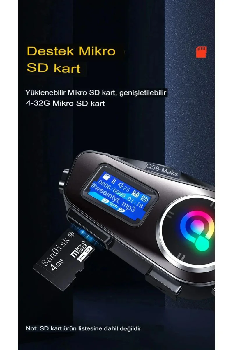 Q58-MAX Bluetooth Kask İnterkom - 2 Kişili 500m FM Radyolu LCD Ekranlı Kask Kulaklık Fiyatı, Yorumları ve Özellikleri