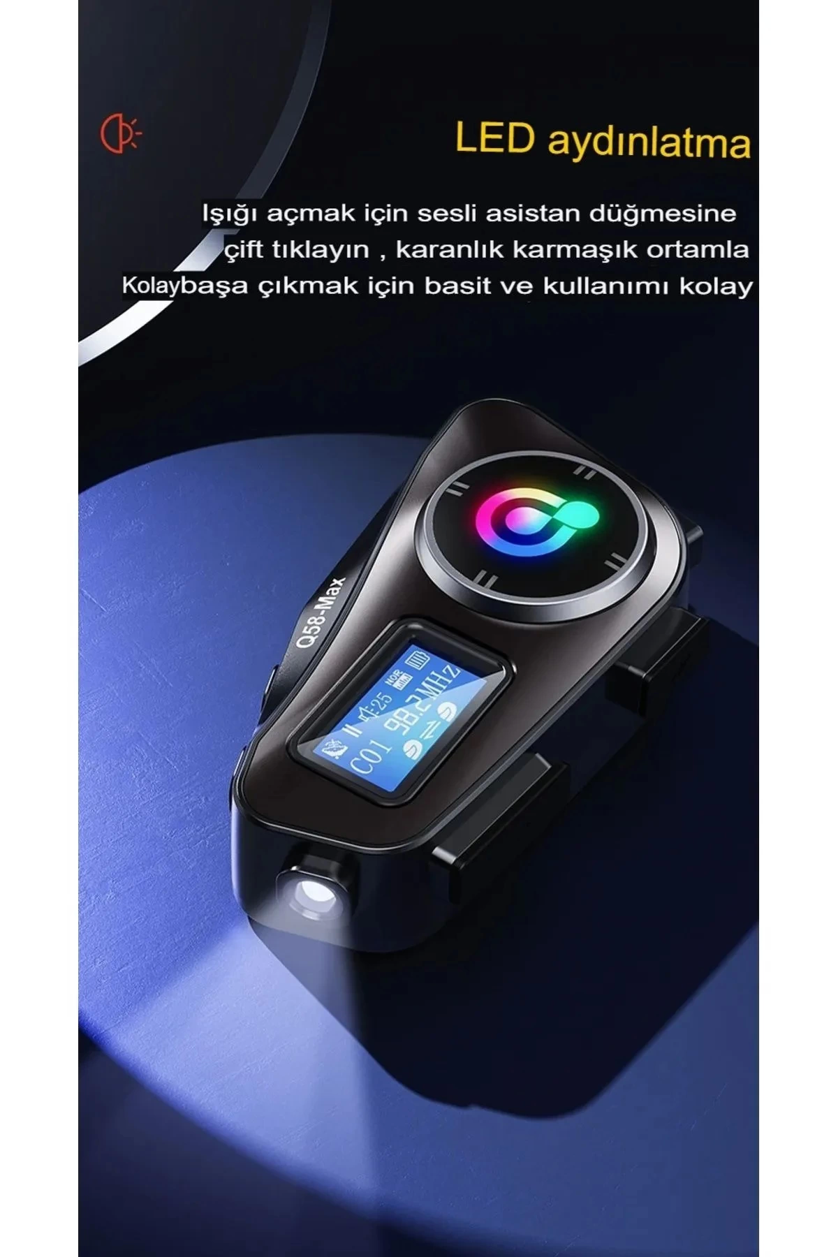 Q58-max Radyolu 2 Kişi Bağlantılı Bluetooth Kask Kulaklık Ekranlı