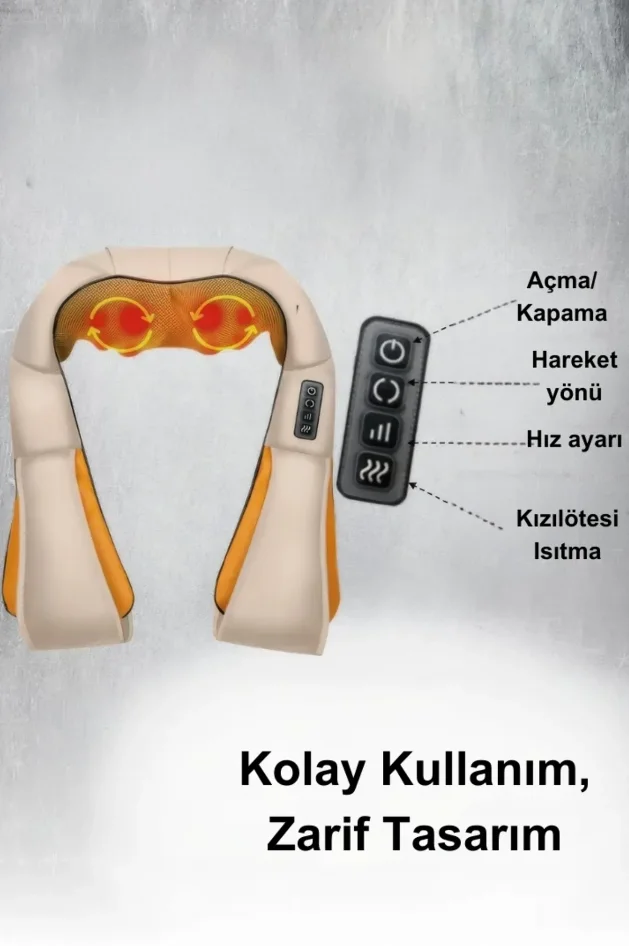 Qasul Ovmalı Asmalı Boyun Sırt Ve Vücut Masajı Güçlü Ovmalı Masaj Aleti Krem - Görsel 2
