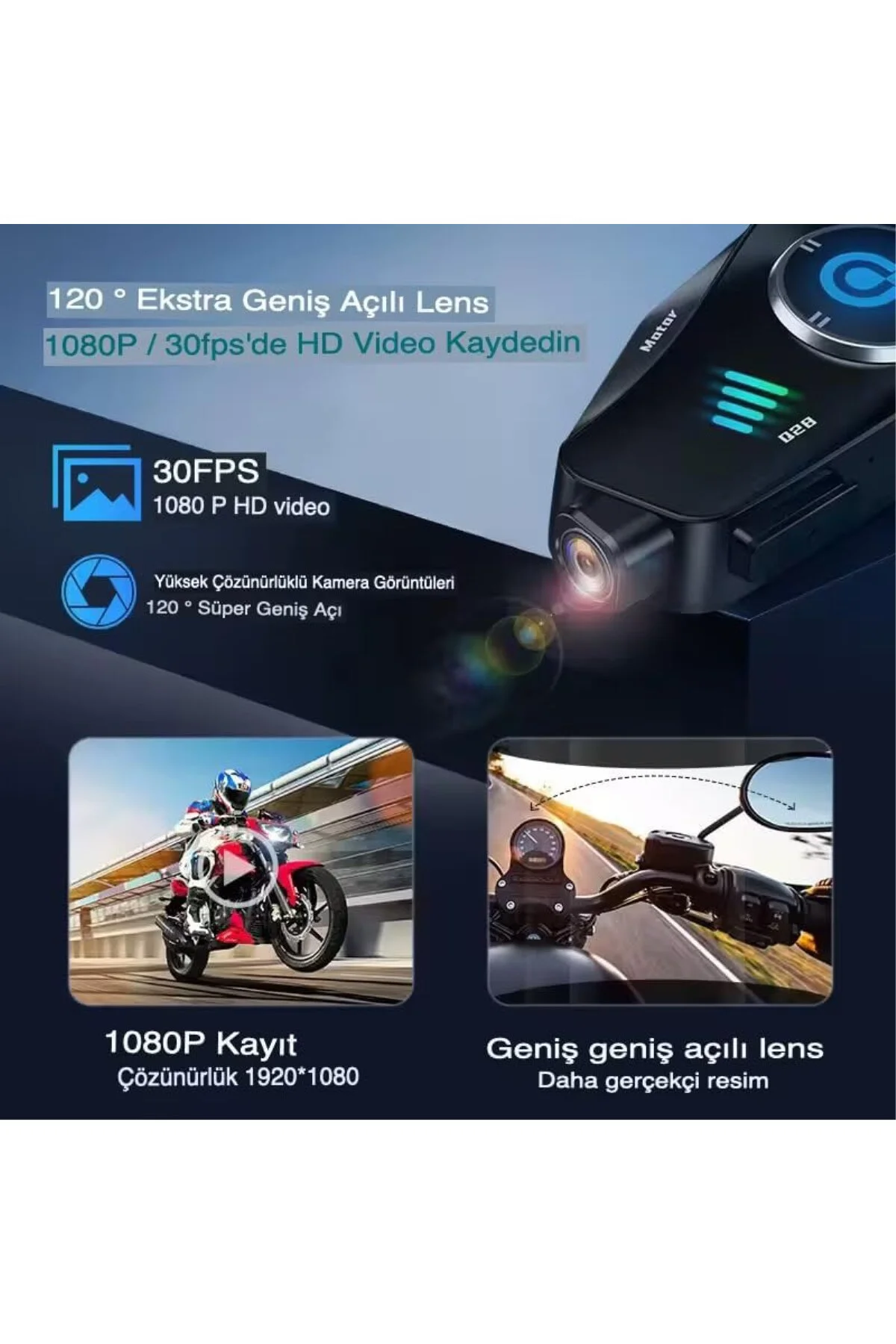 Qawistore Q28 Kameralı Motosiklet Kask İnterkom - Bluetooth 5.0, 