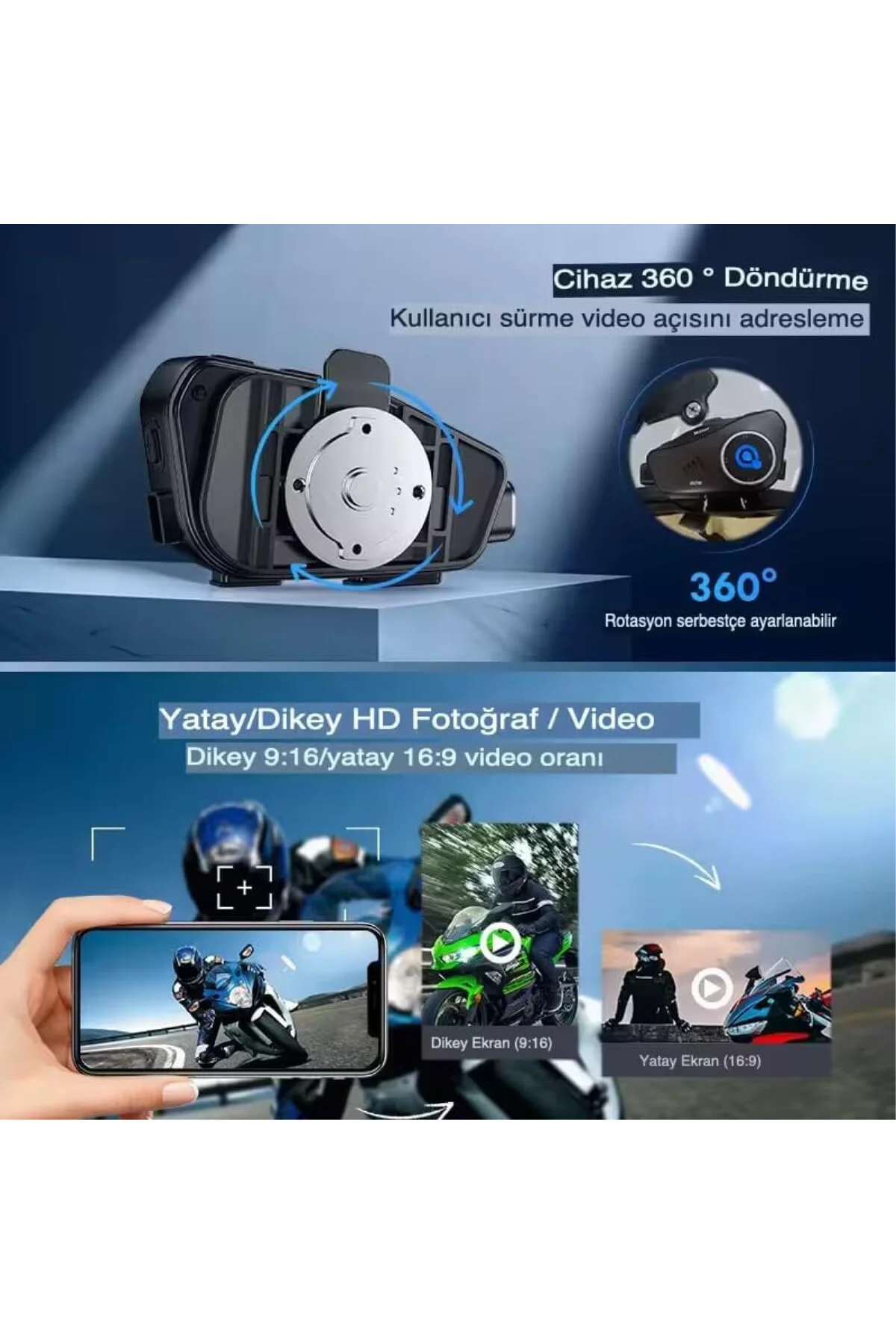 Qawistore Q28 Kameralı Motosiklet Kask İnterkom - Bluetooth 5.0, 